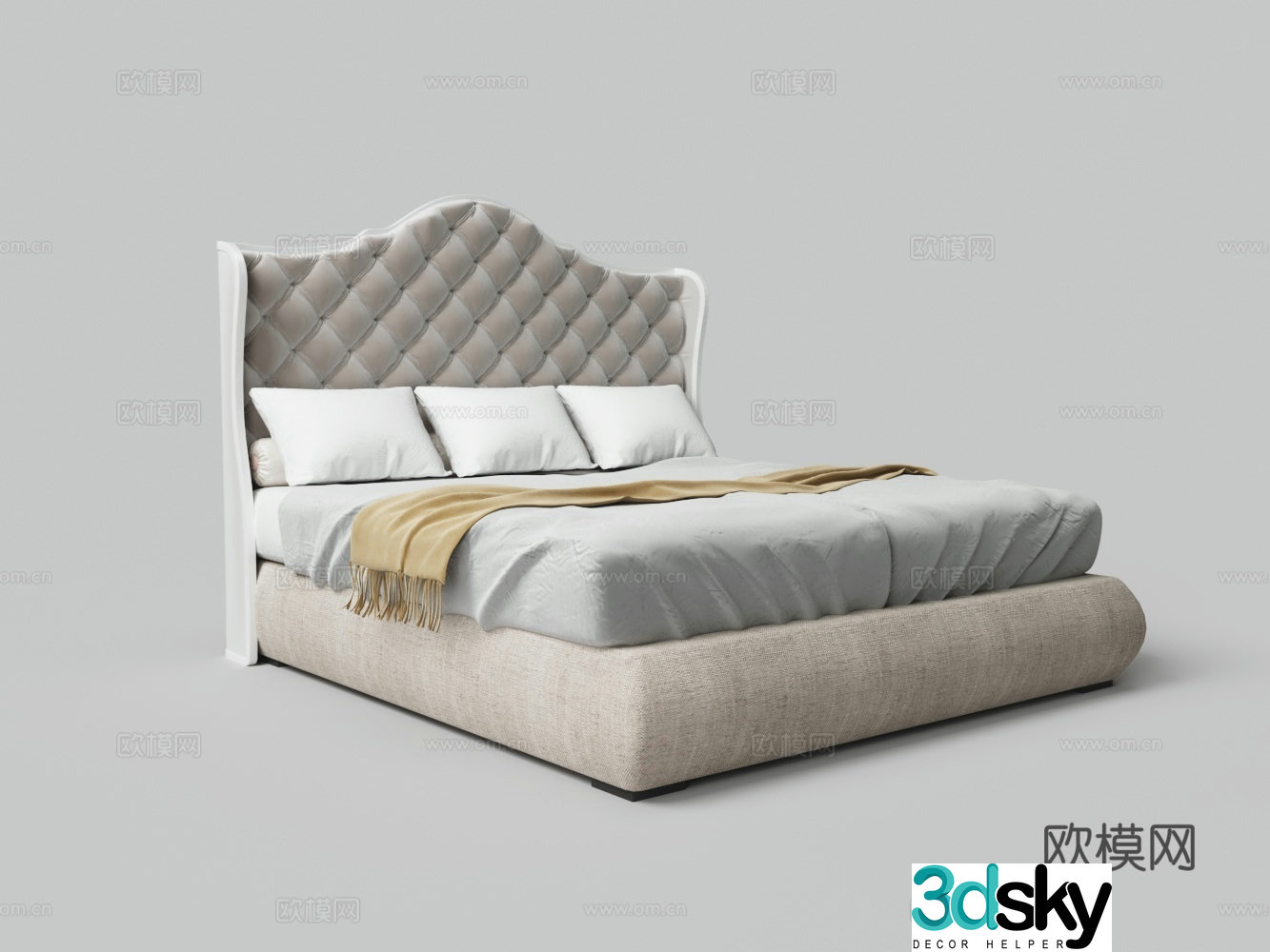European style soft bag double bed 3D model