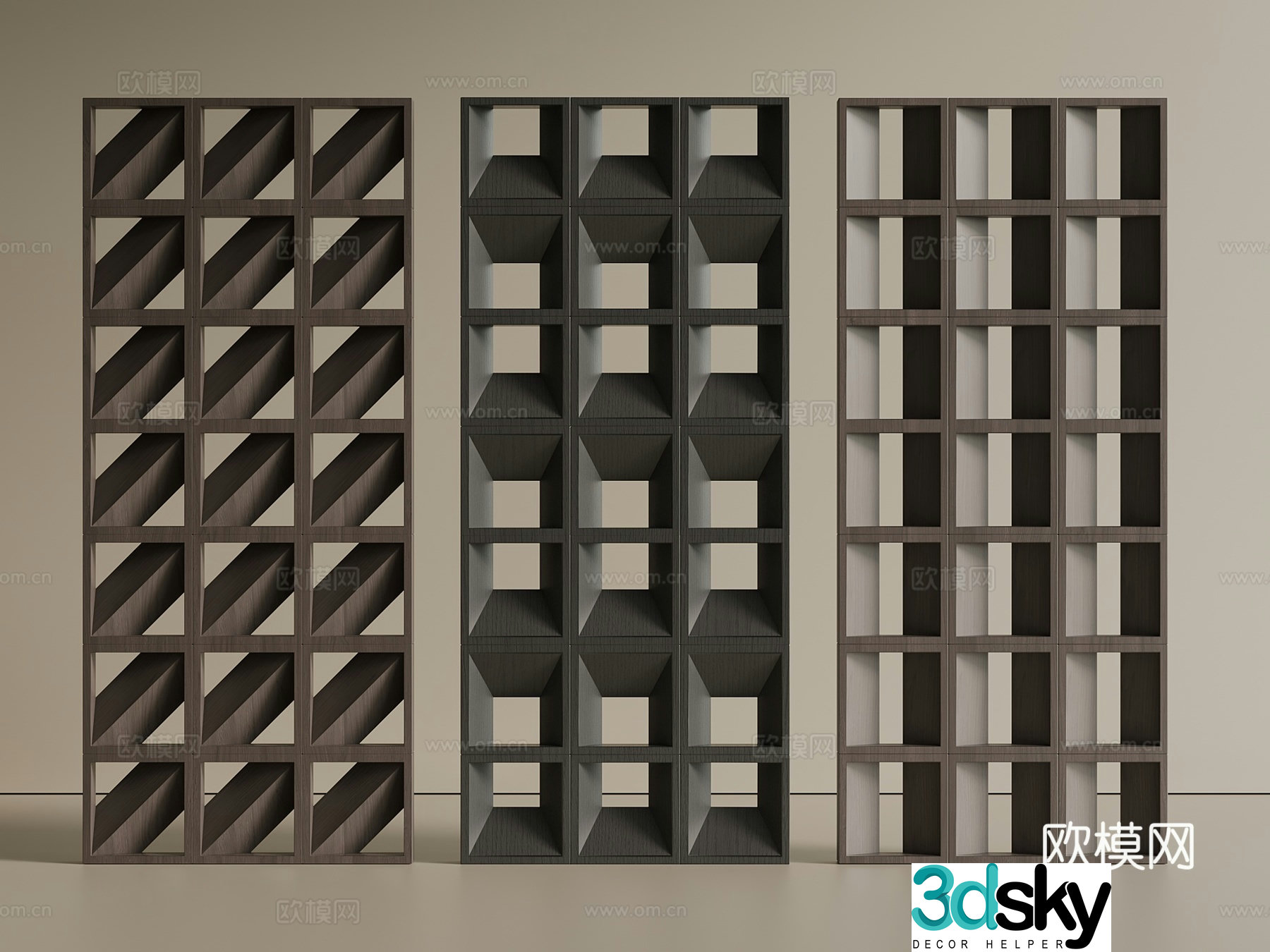New Chinese style medieval partition Wasabi cement brick modern cement brick prefabricated hollow water 3D model