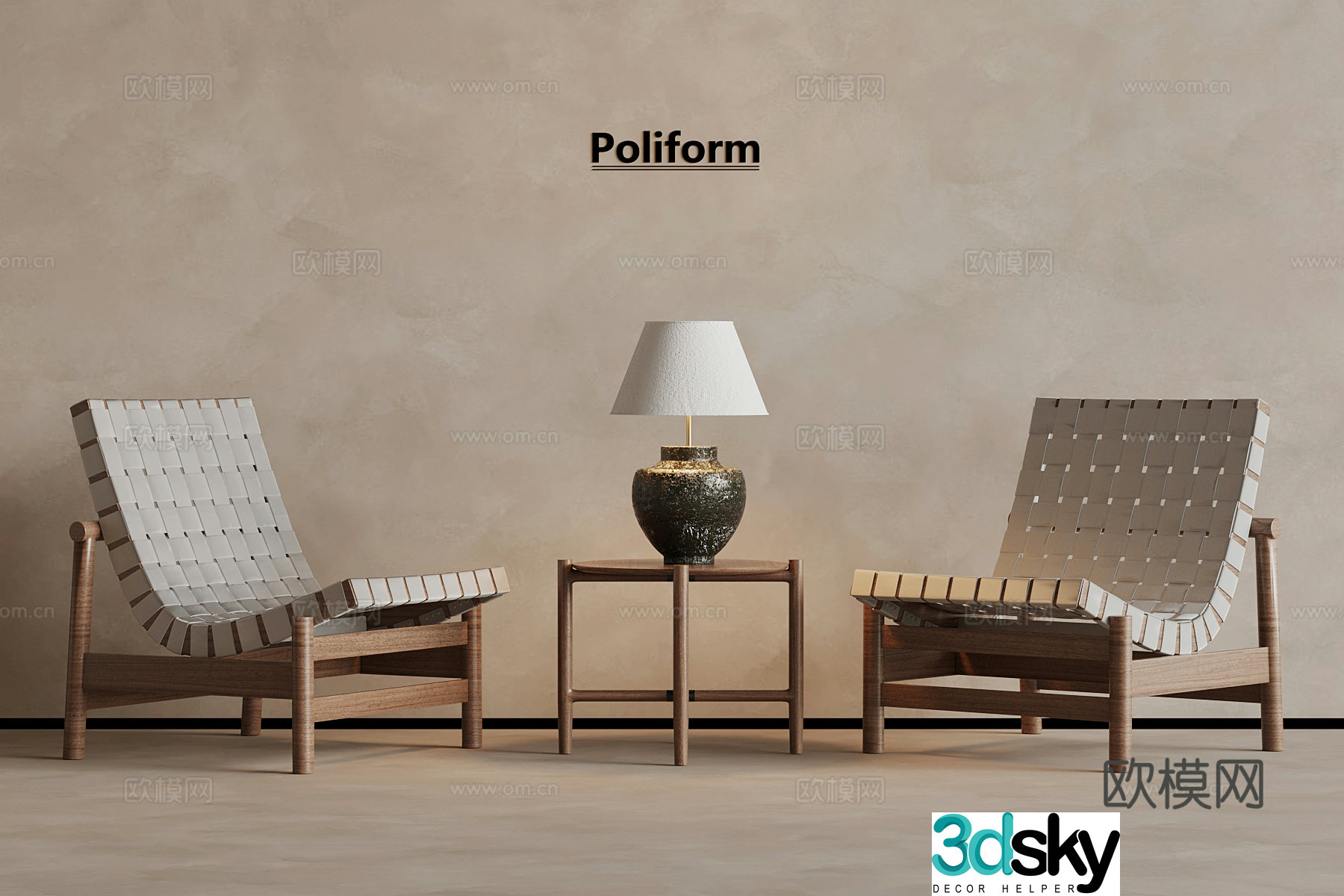 23 medieval leisure chair side table lamp 3d model