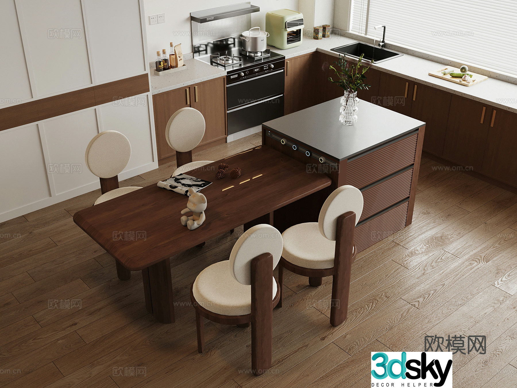 20 medieval island table kitchen kitchen 3d model
