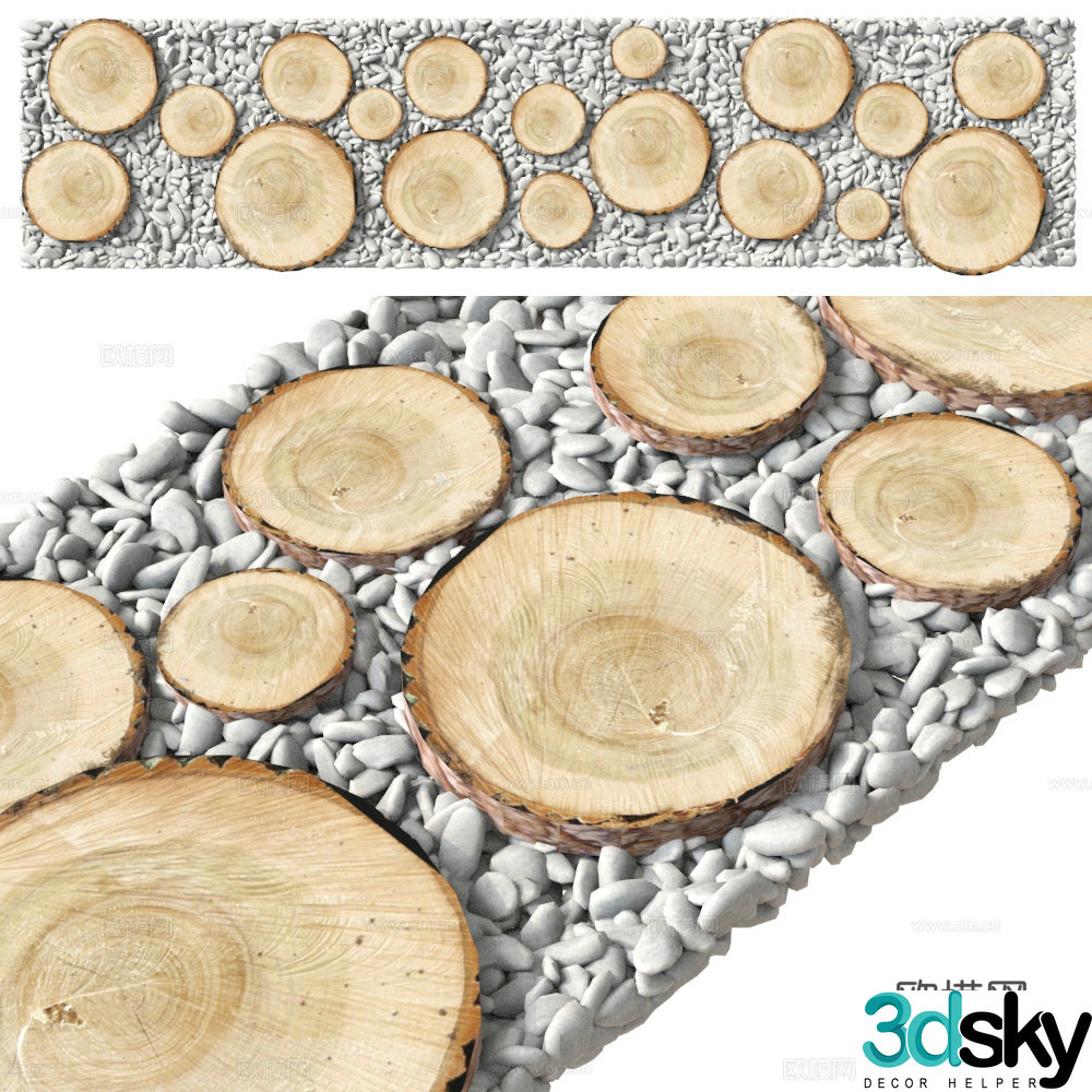 Cobblestone road stone pavement landscape path stone paving road outdoor path 3d model