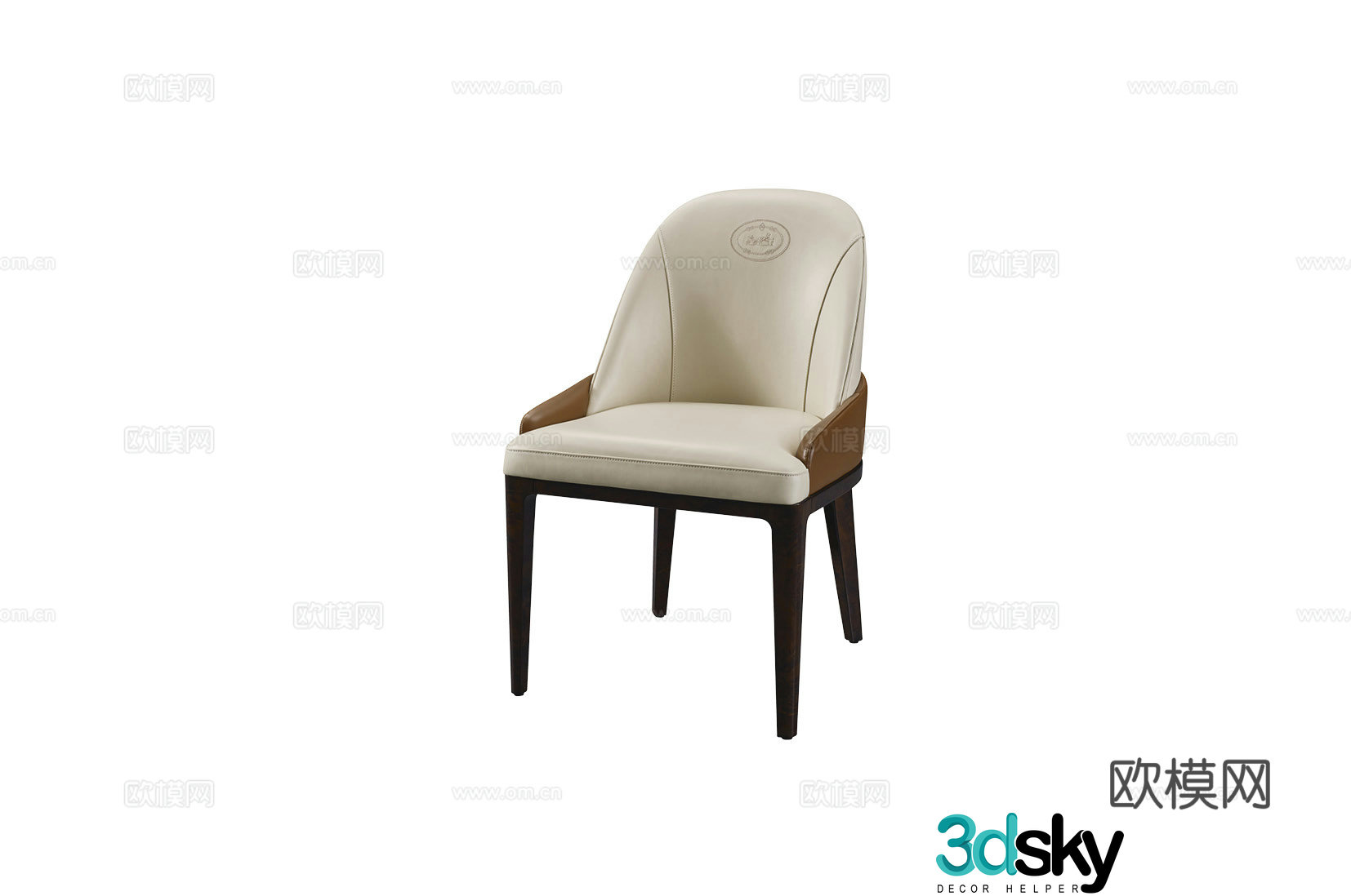 Light luxury European style dining chair 3d model