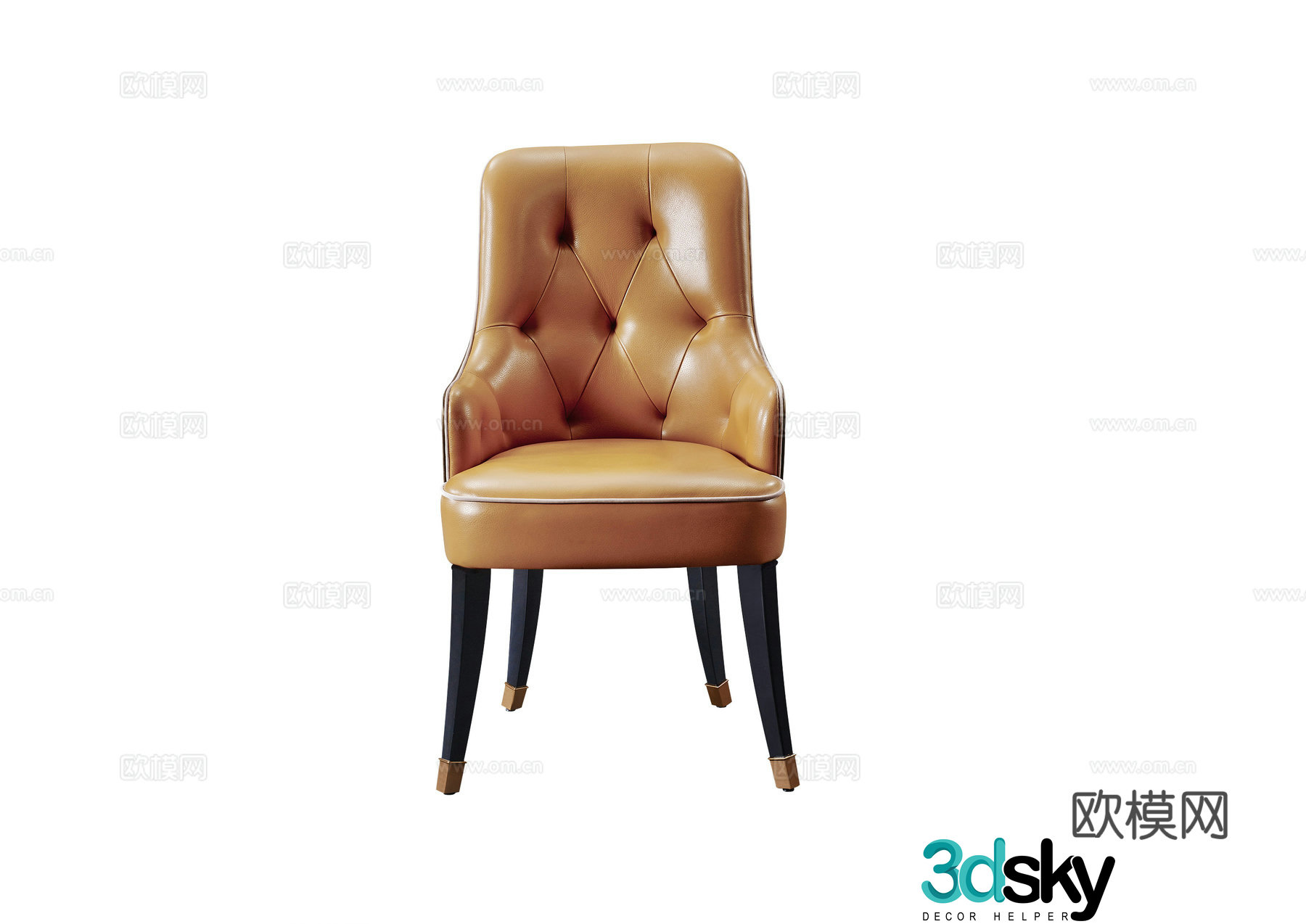 Light luxury European style dining chair 3d model