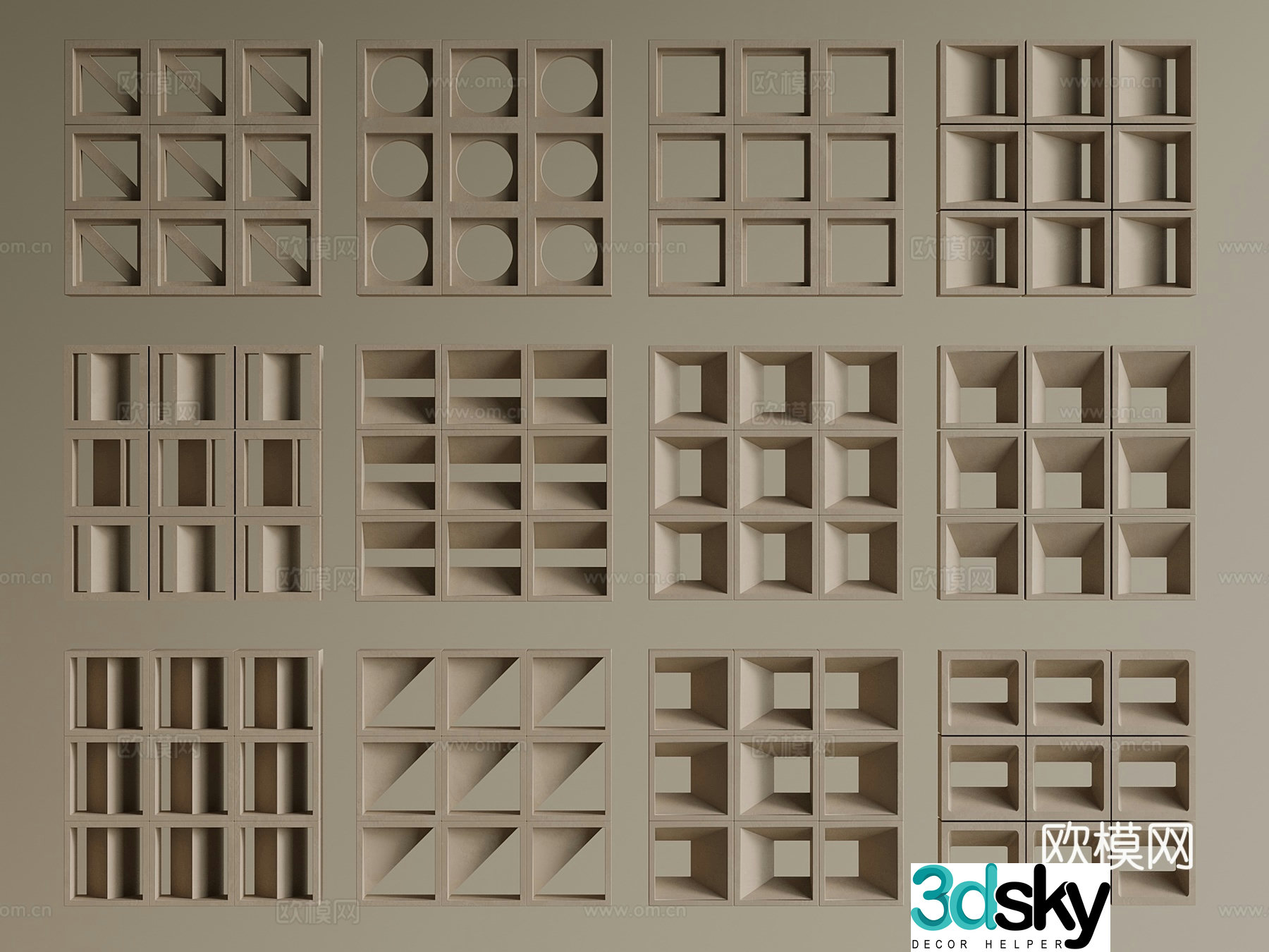 Wasabi Middle Ages hollow bricks cement brick partitions prefabricated bricks hollow bricks flower bricks_3d model