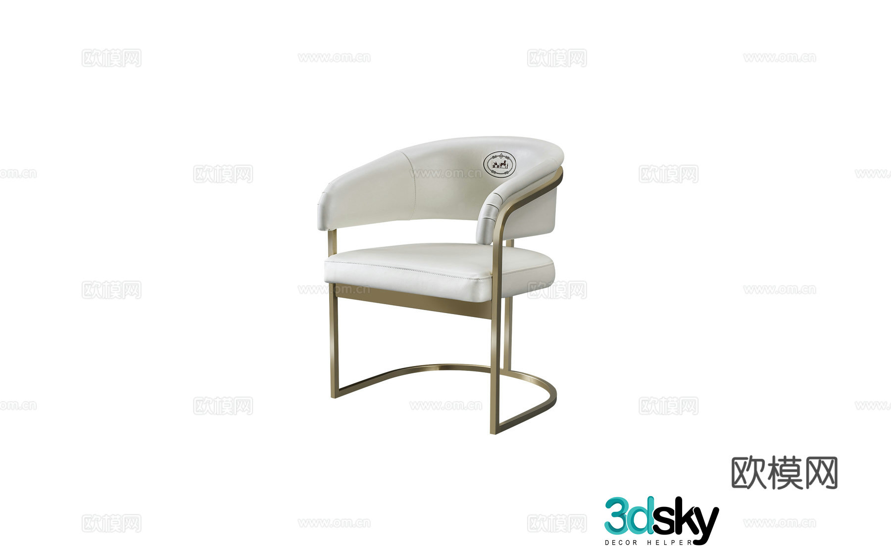 Light luxury European style dining chair 3d model