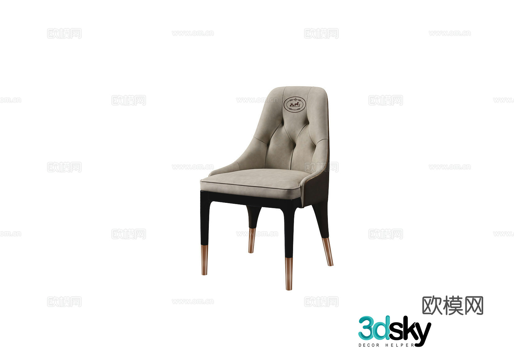 Light luxury European style dining chair 3d model