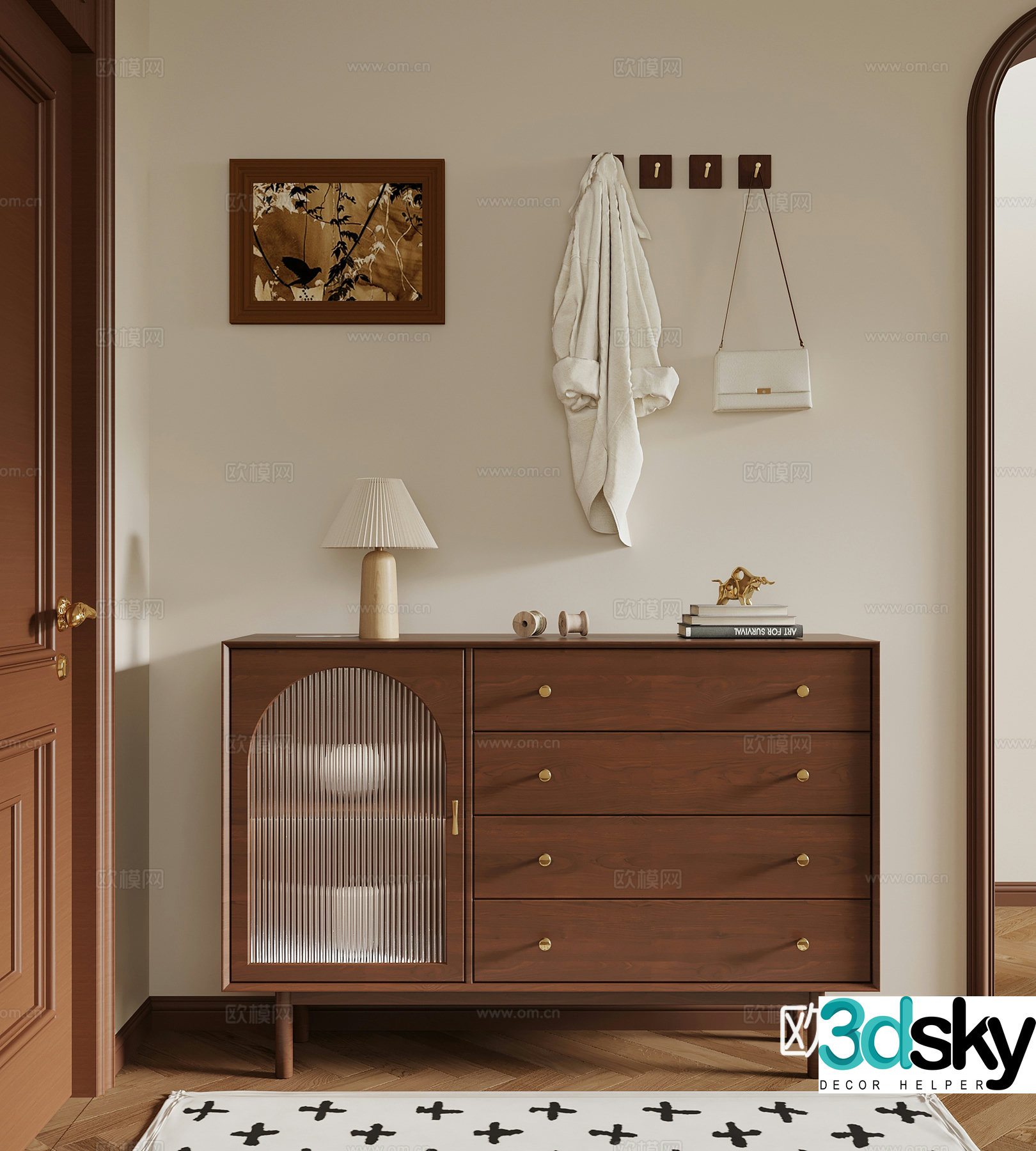 016 Middle-aged style entrance cabinet hanging painting hook 3D model