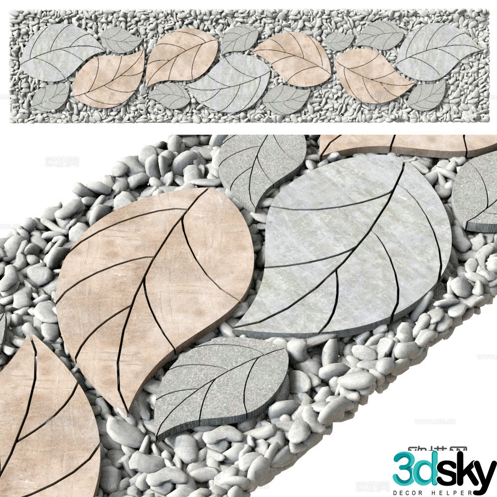 Cobblestone road stone pavement landscape path stone paving road outdoor path 3d model
