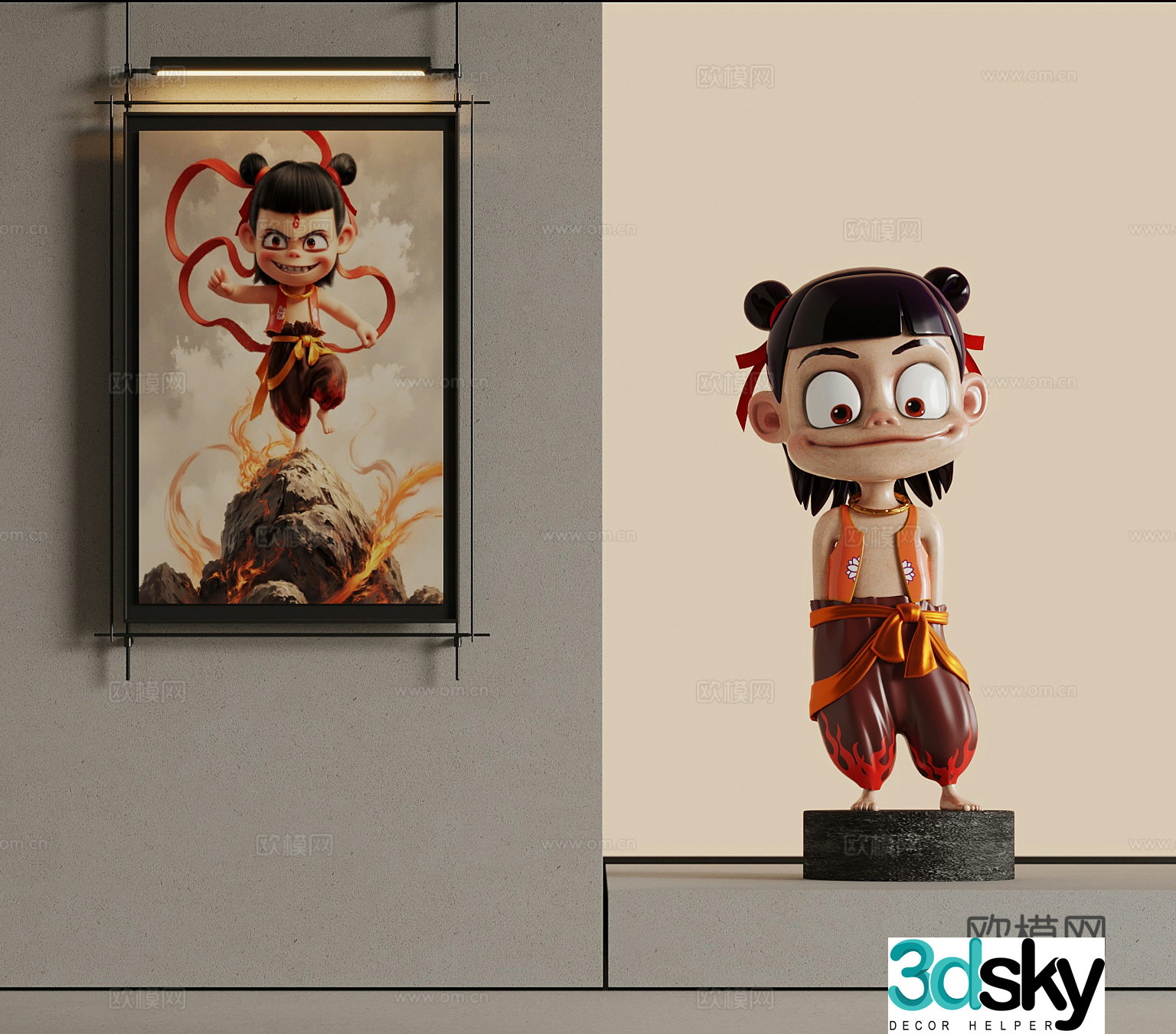 27 Nezha Characters ornaments Decorative painting 3D model