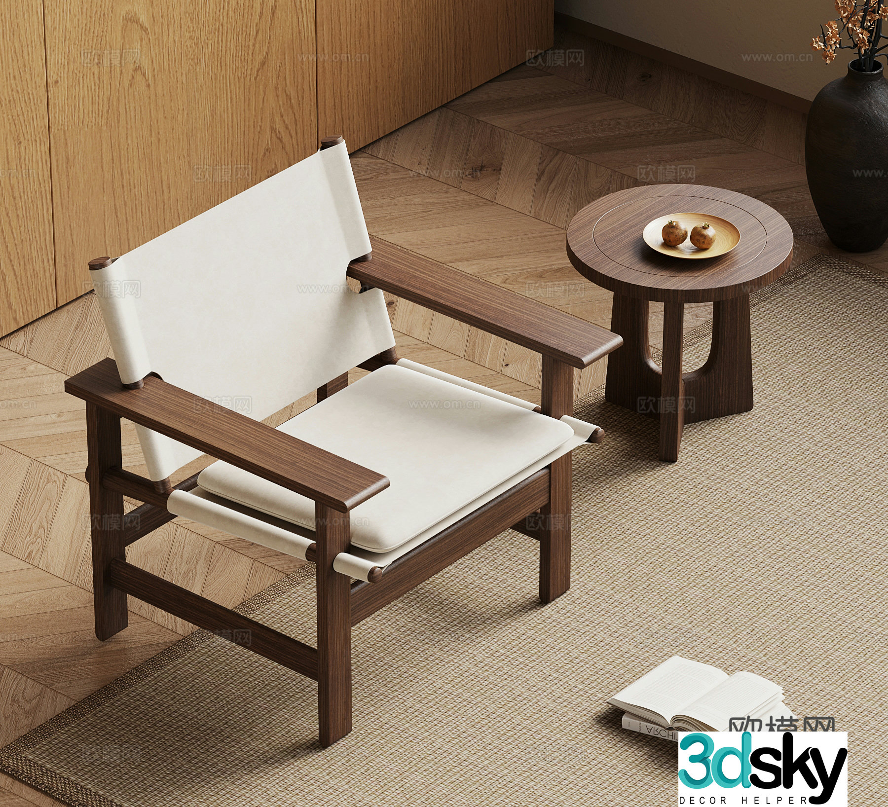 018 leisure chair new Chinese style leisure chair side 3D model