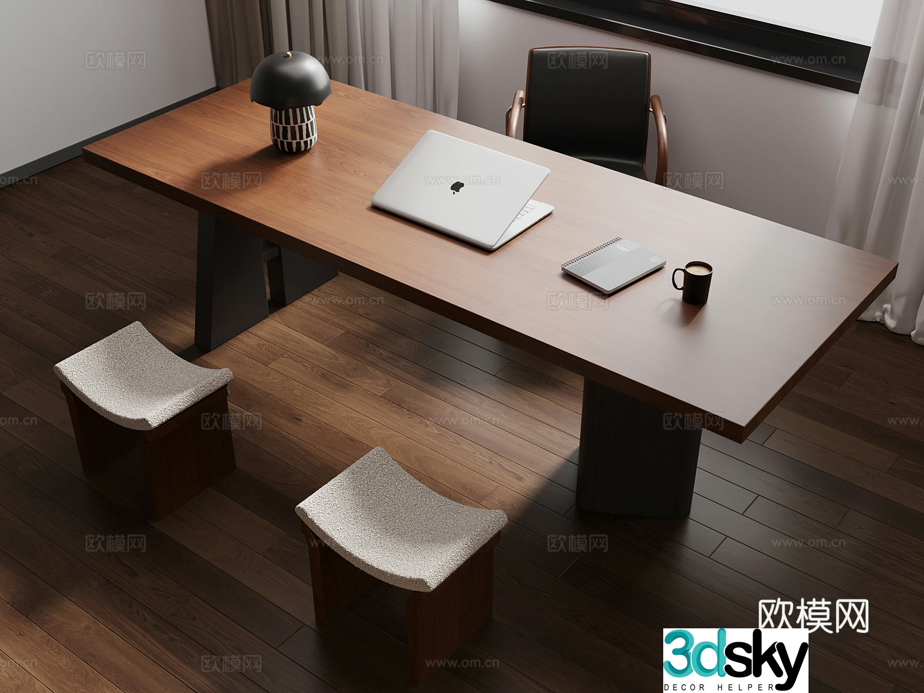 17 medieval style desk and chair office and study supplies 3D model