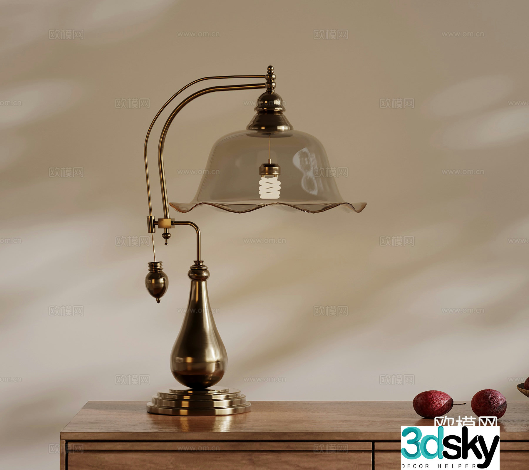 01 table lamp French retro style table lamp 3d model