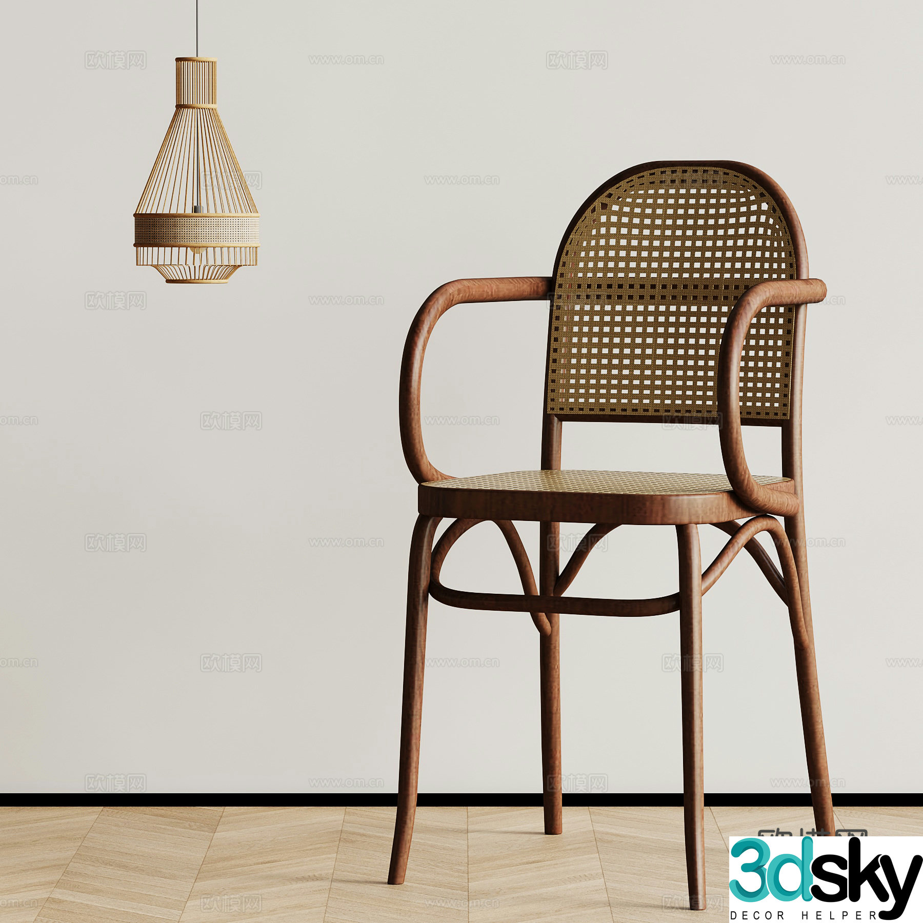 011 leisure chair medieval rattan leisure chair chandelier 3d model
