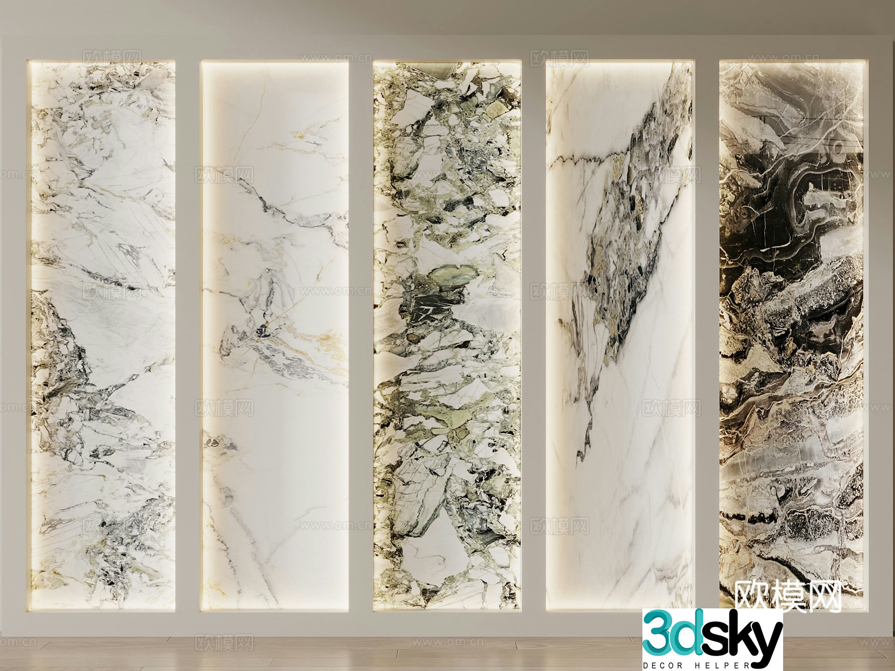 024 Modern Stone Background Wall Marble Stone Slab 3D Model