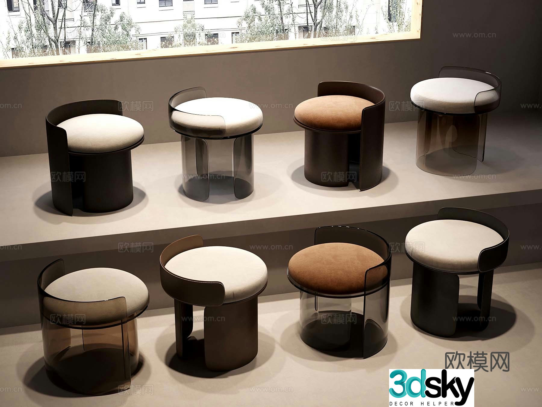 30 modern stool sofa stool round stool low stool 3d model