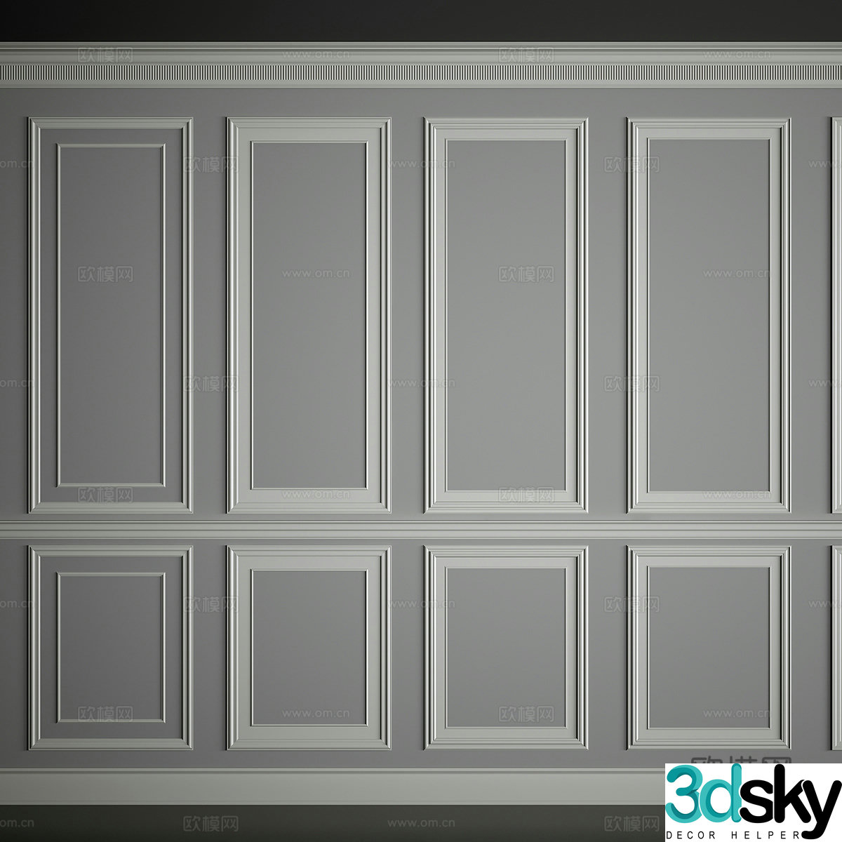 Simple European gypsum line wall decoration 3D model