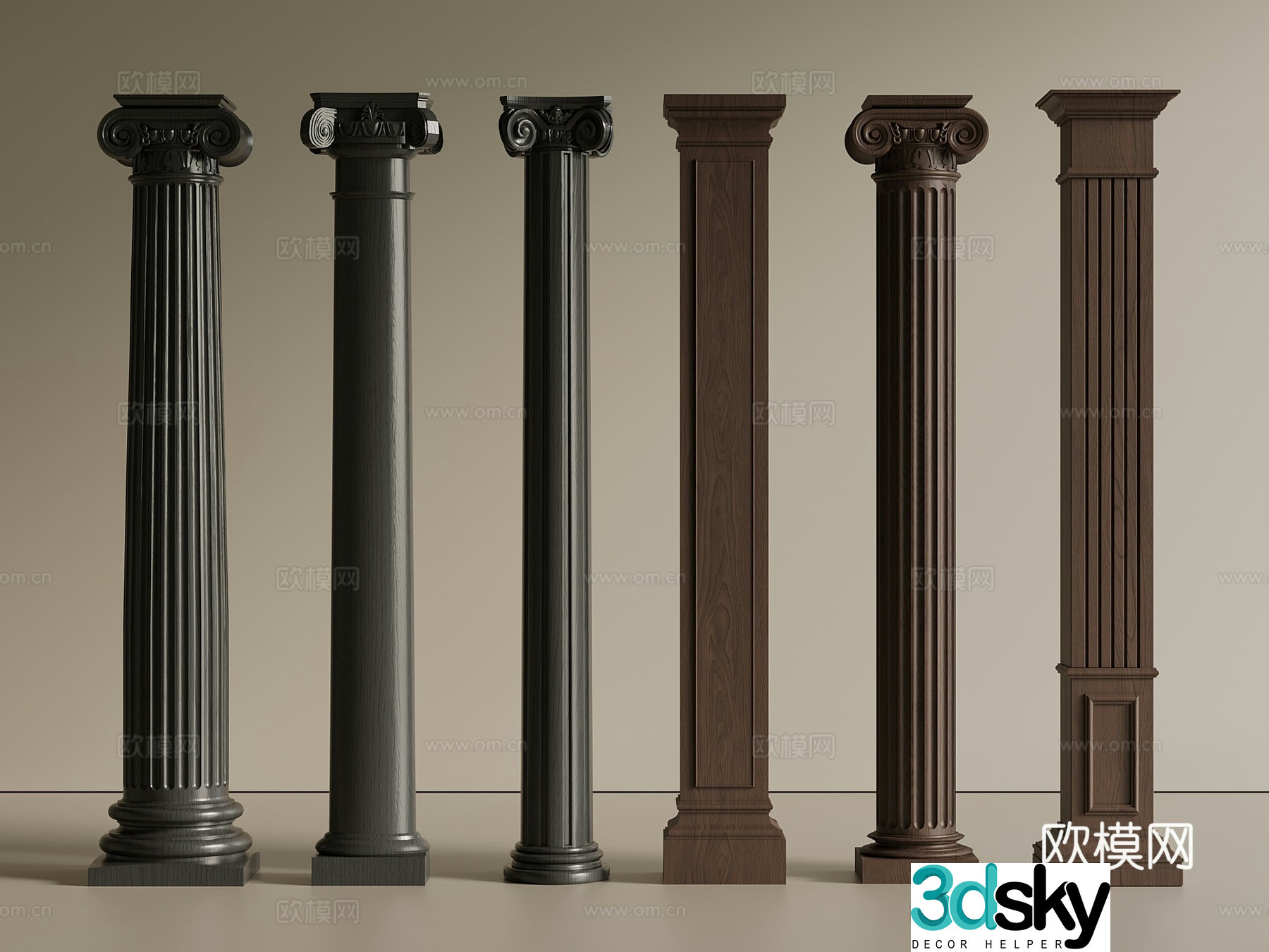 European French Column Roman Column Gypsum Column 3D Model