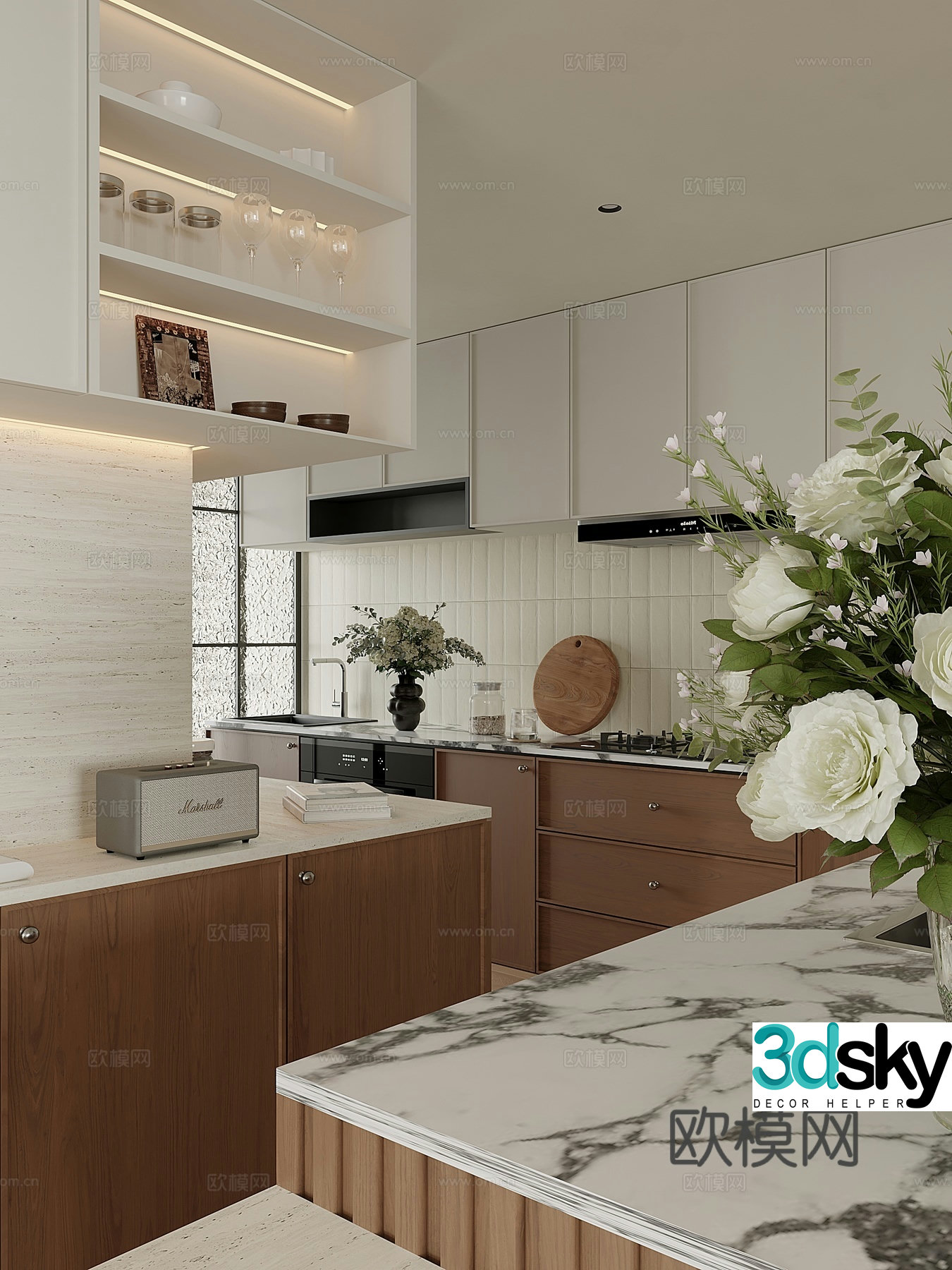 Modern Cream Style Restaurant Cream Medium Old Restaurant Island Restaurant 3D Model