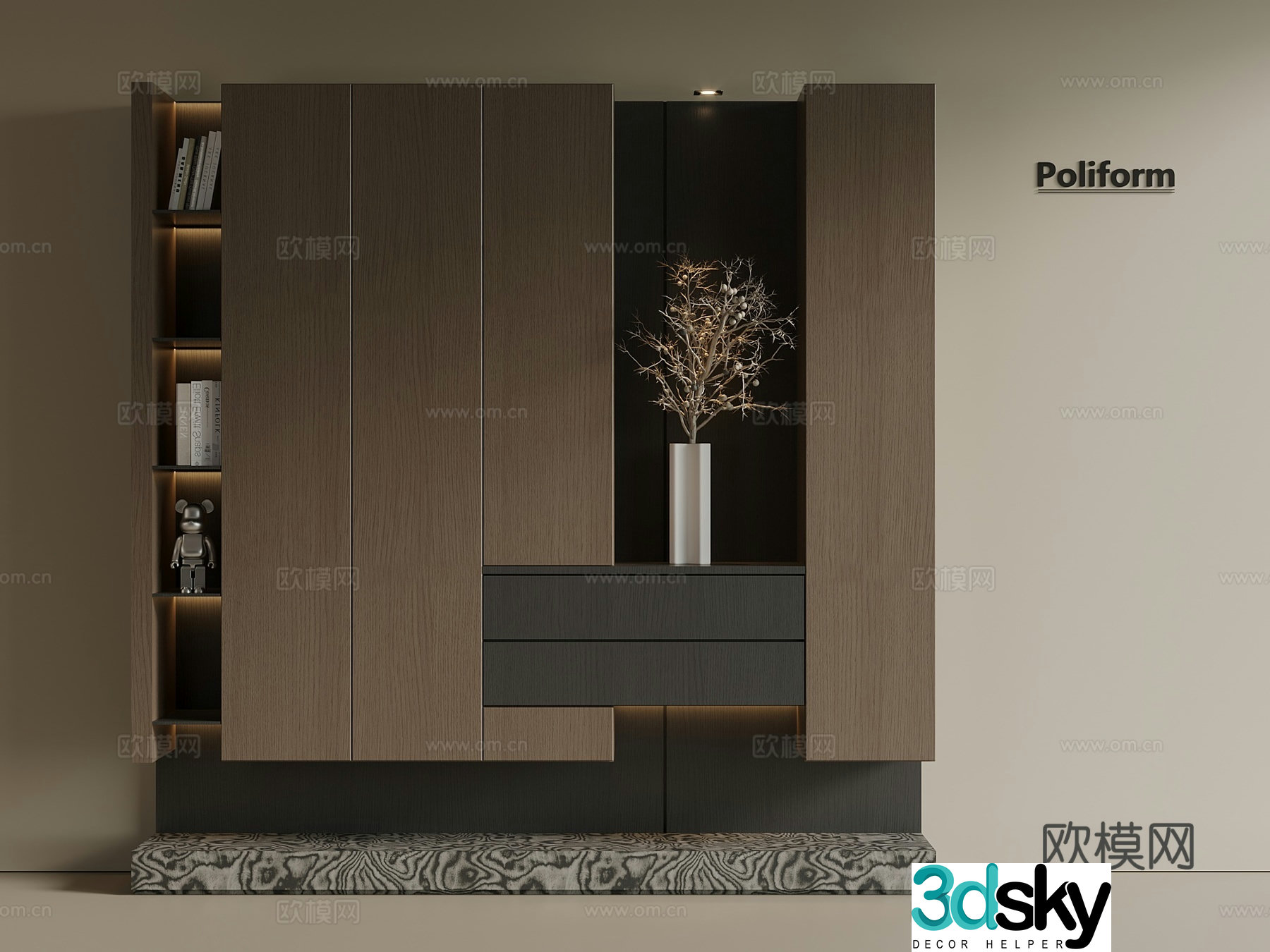Italian light luxury shoe cabinet porch cabinet partition cabinet 3D model