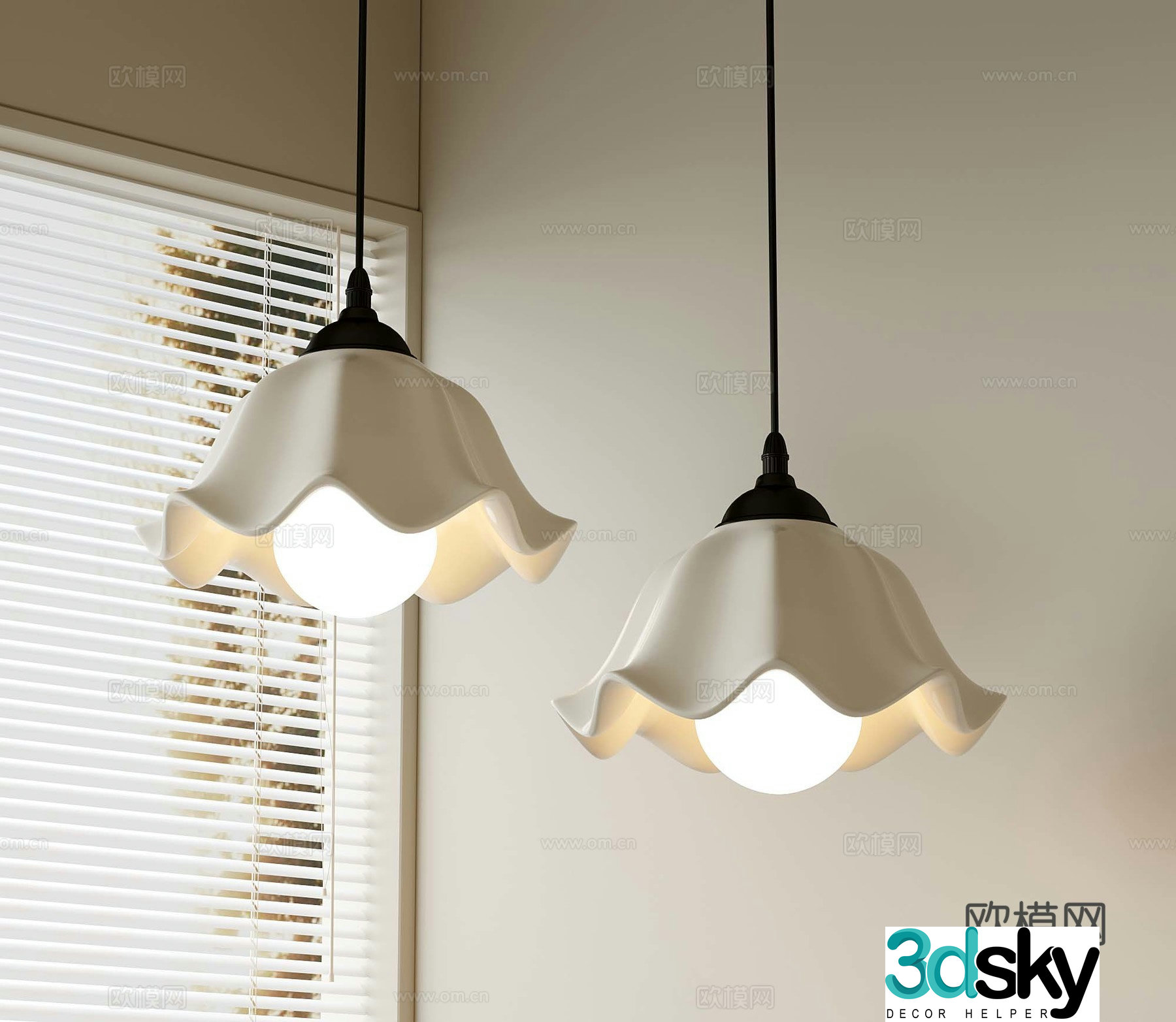 10 cream wind chandelier fishing line chandelier small chandelier 3d model