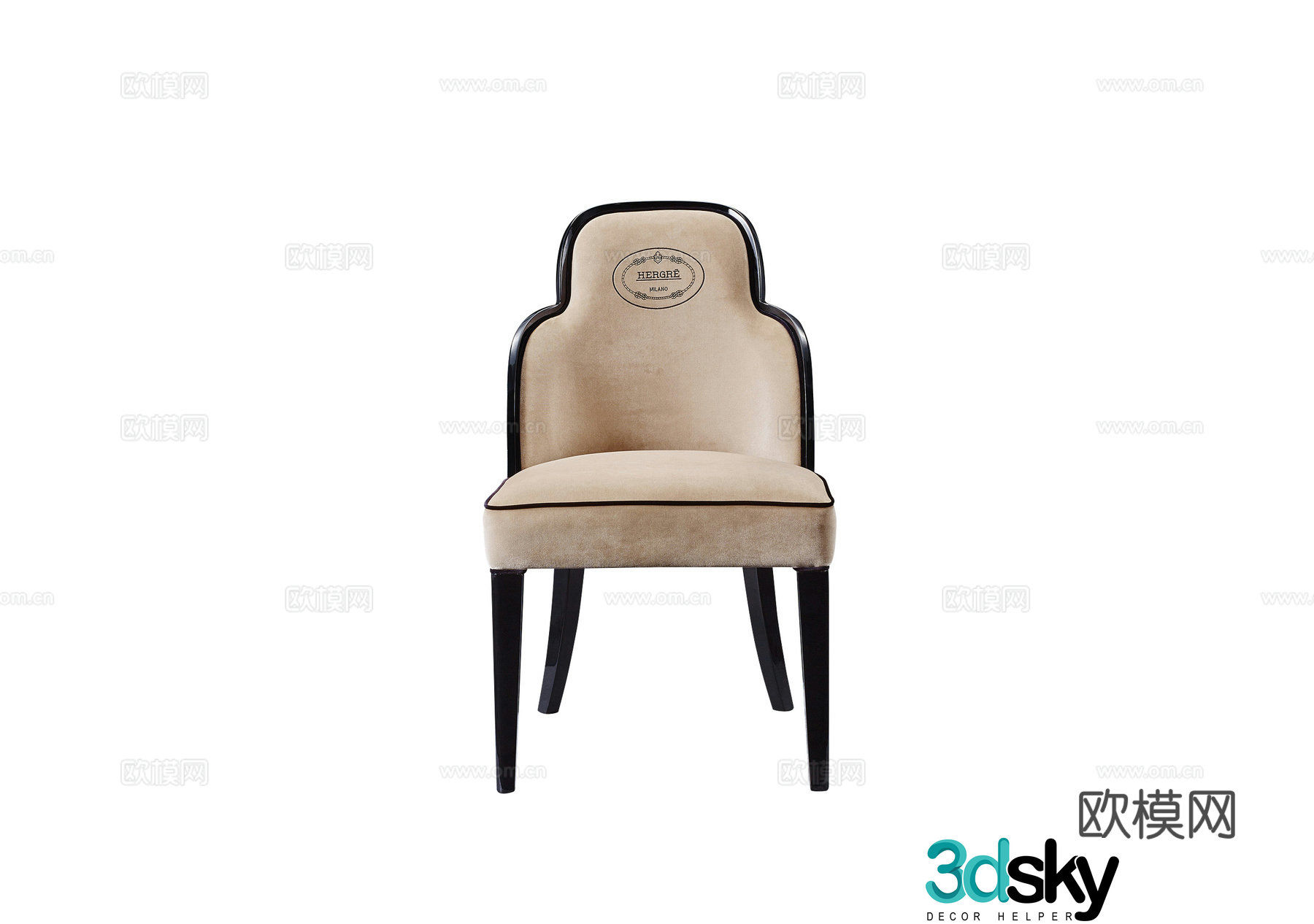 Light luxury European style dining chair 3d model