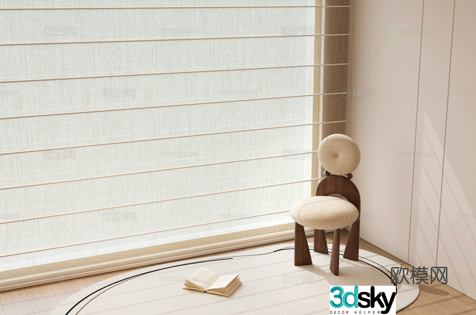 Modern Venetian blinds Shangri-La curtains linen curtains rolling curtains cloth curtains gauze curtains curtains 3d model