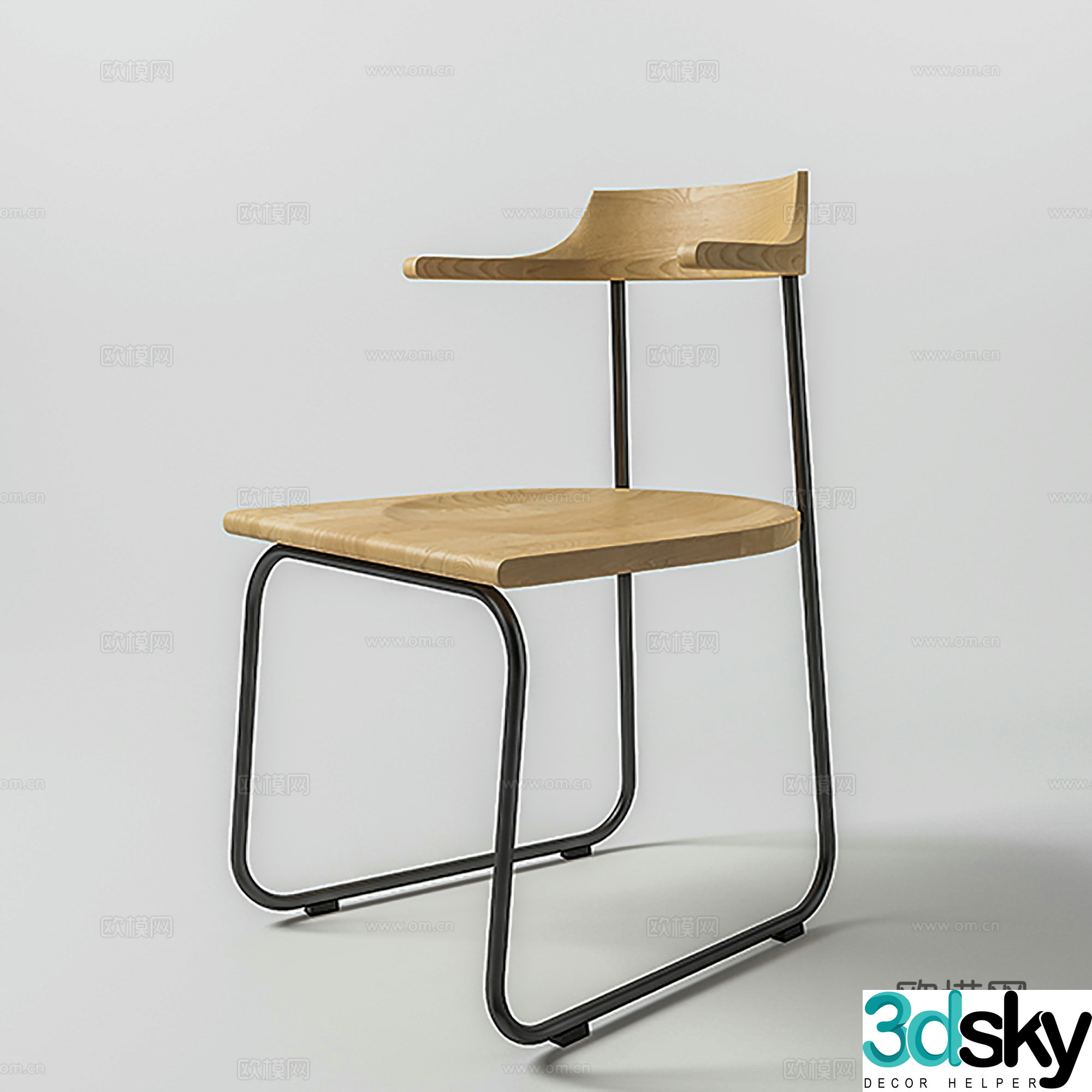 Modern leisure chair wrought iron chair dining chair single chair 3d model