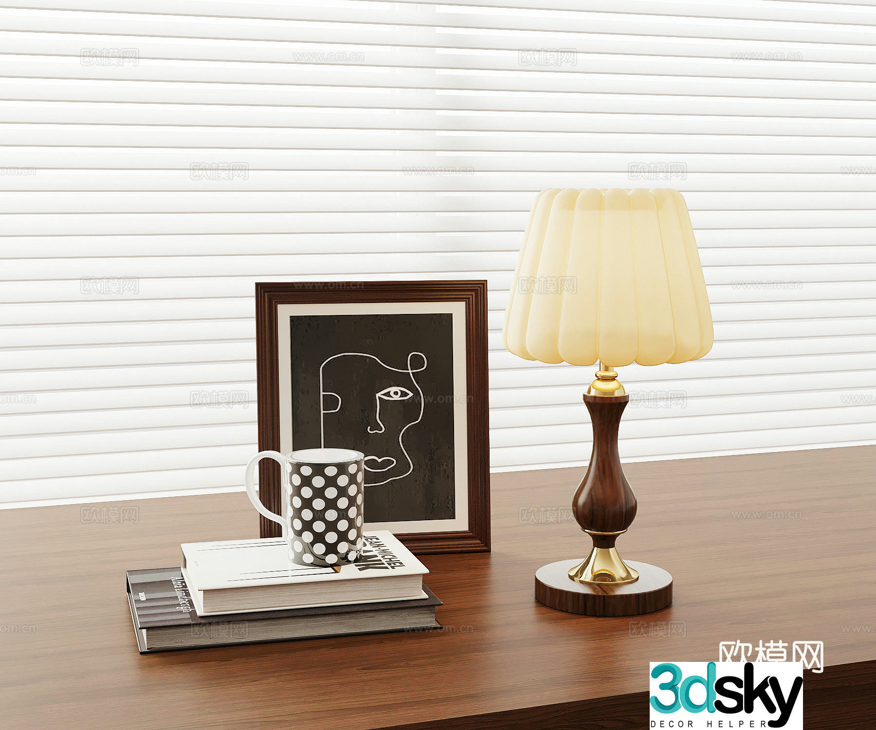 011 French desk lamp ornament combination 3D model