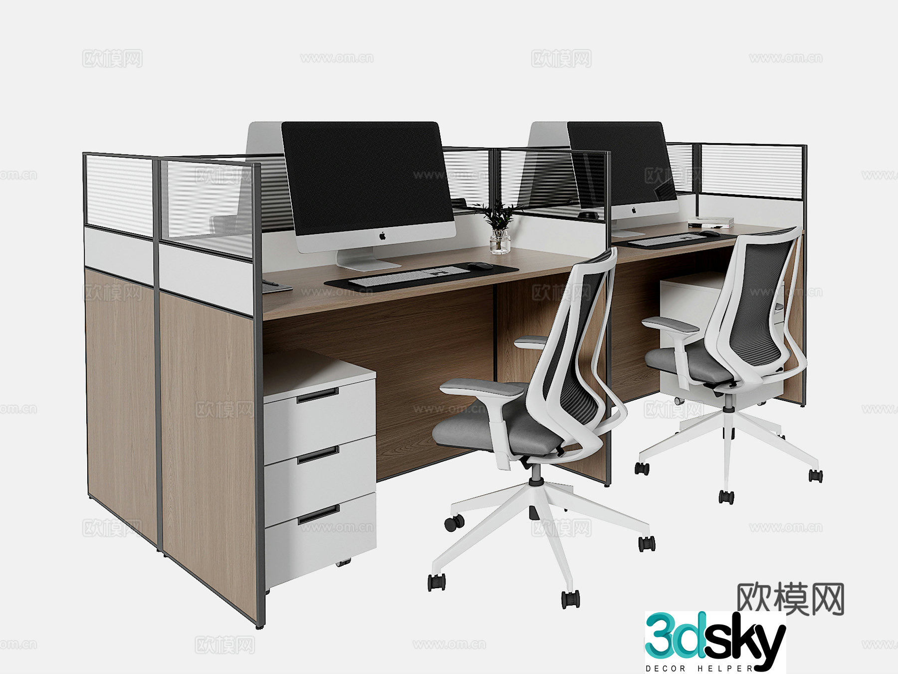 Modern office desk office desk chair staff position computer desk chair 3d model
