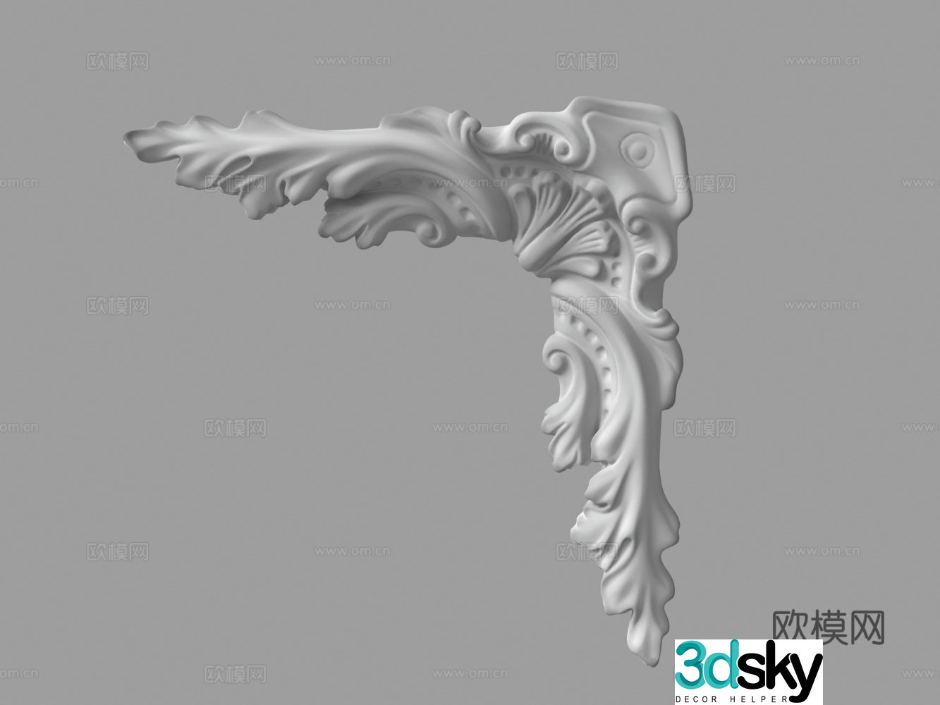 European gypsum corner flower background corner flower carving 3d model