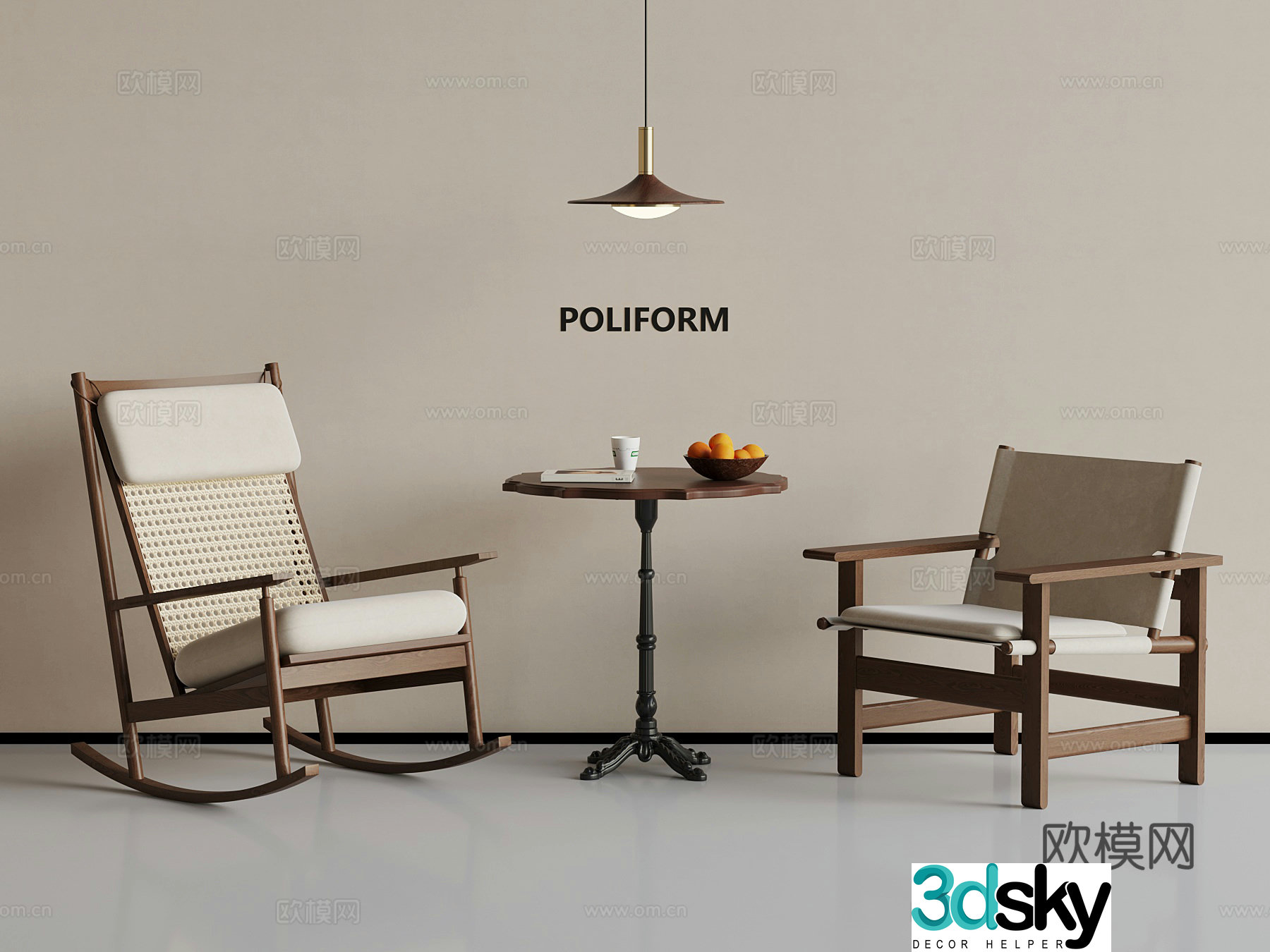 03 leisure chair French medieval style leisure chair side chandelier 3d model