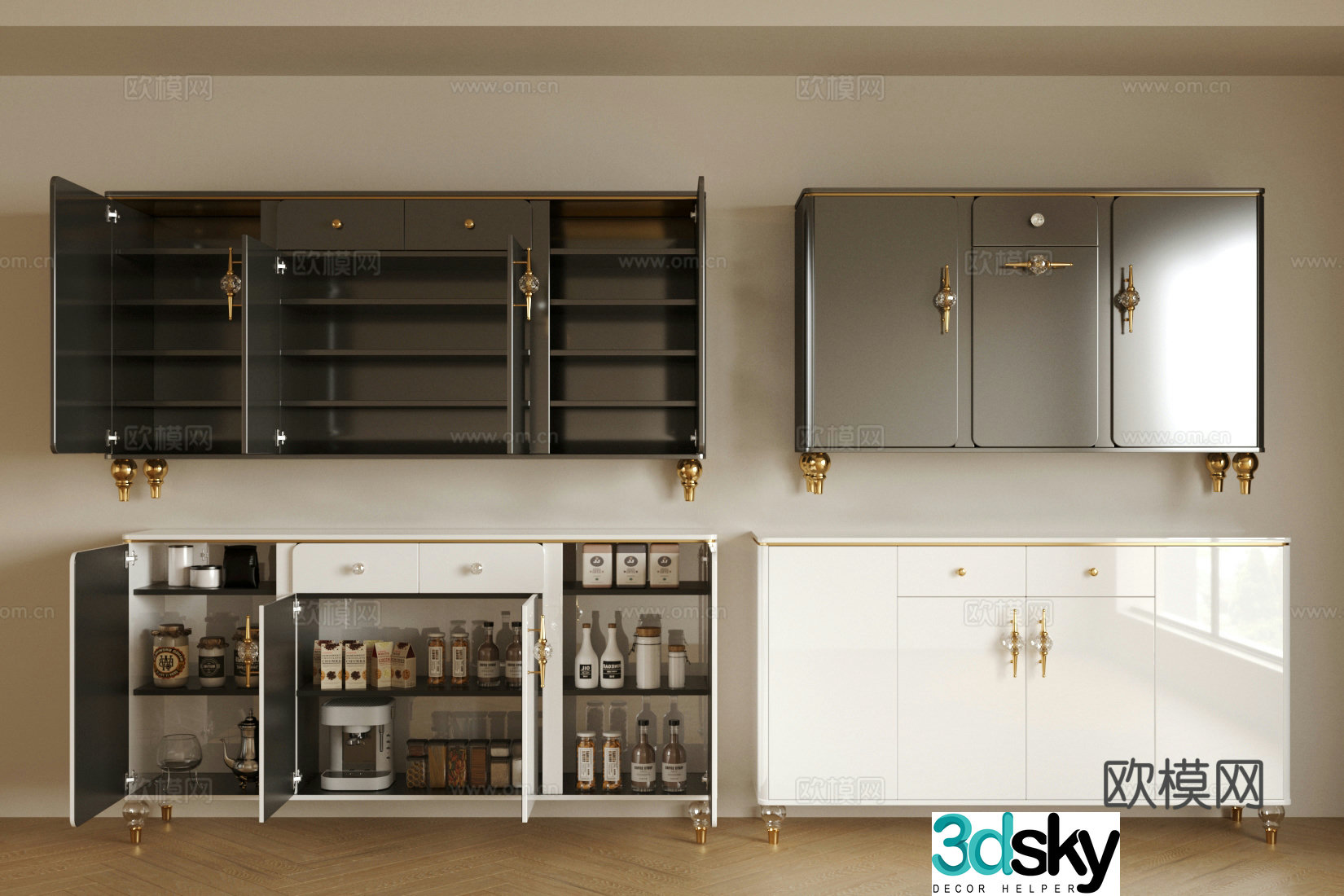 Modern Italian sideboard light luxury Italian sideboard storage cabinet finished sideboard sideboard 3D model