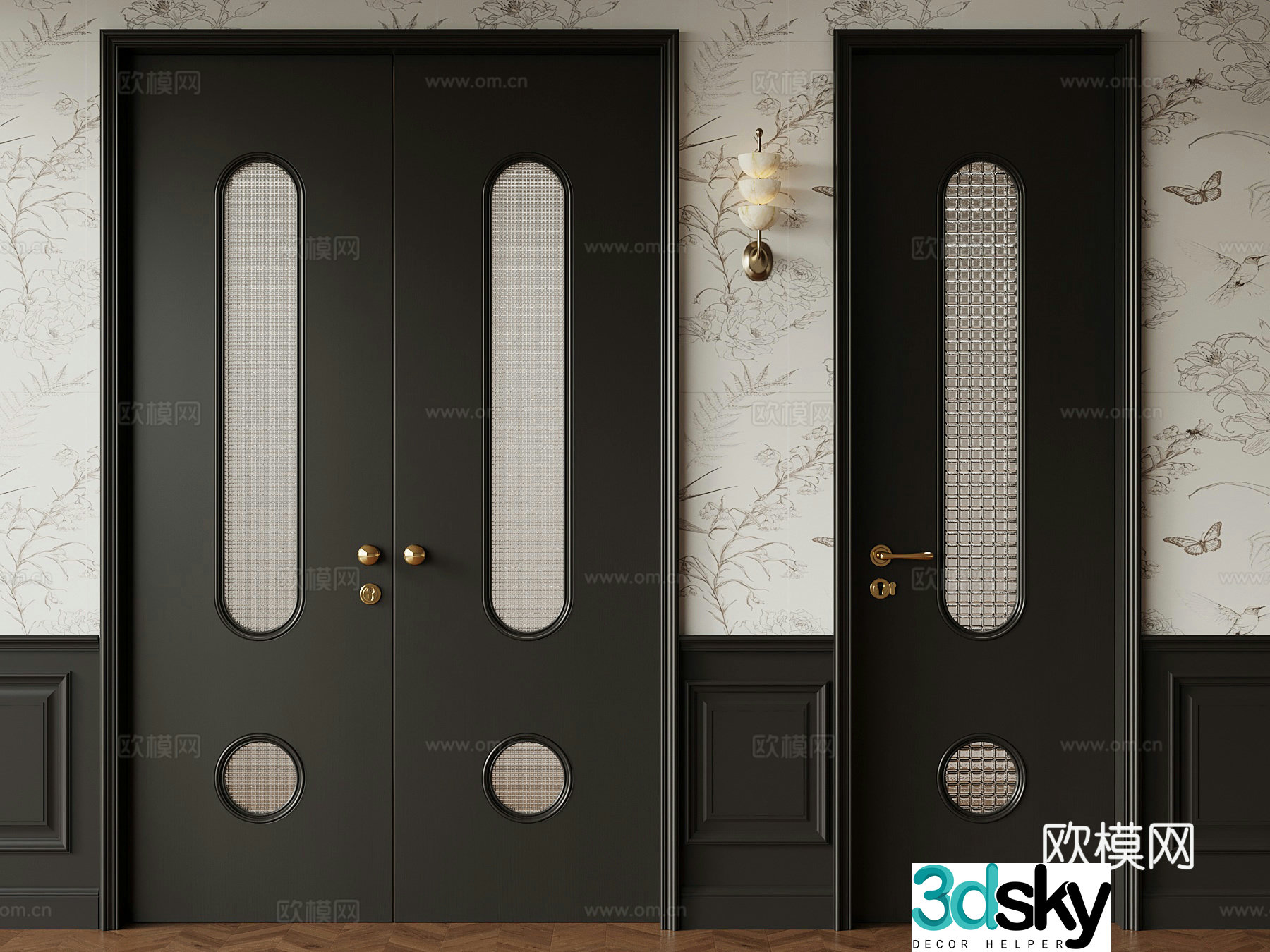 04 Other doors French glass door Double-open door Single-open door 3D model