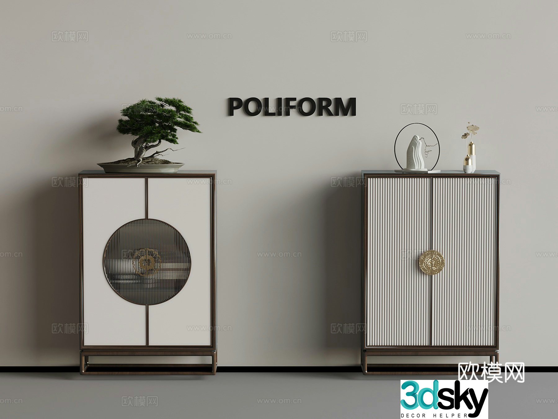 02 New Chinese-style light luxury storage cabinet side cabinet 3D model