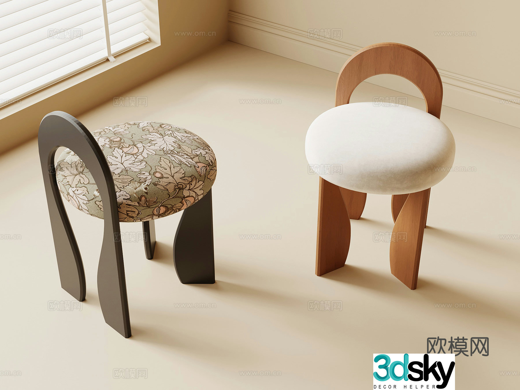 Dressing stool French medieval dressing stool shoe change stool tea stool sofa stool 3D model