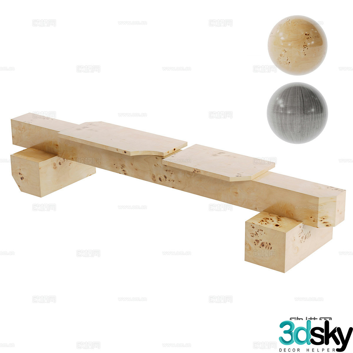 New Chinese style Wasabi solid wood stool 3D model