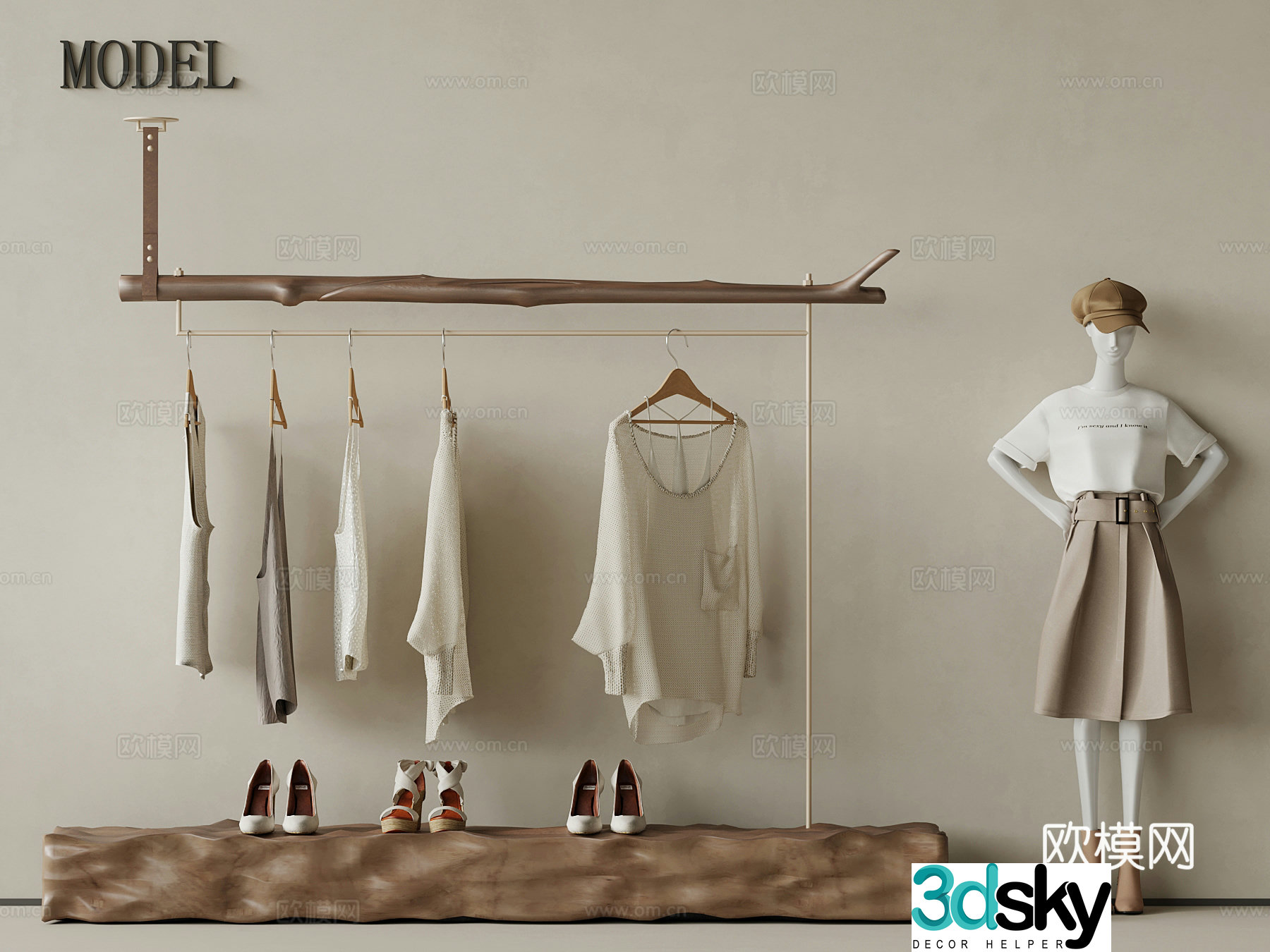 07 Clothes Hanger Modern Clothes Hanger Model 3D Model