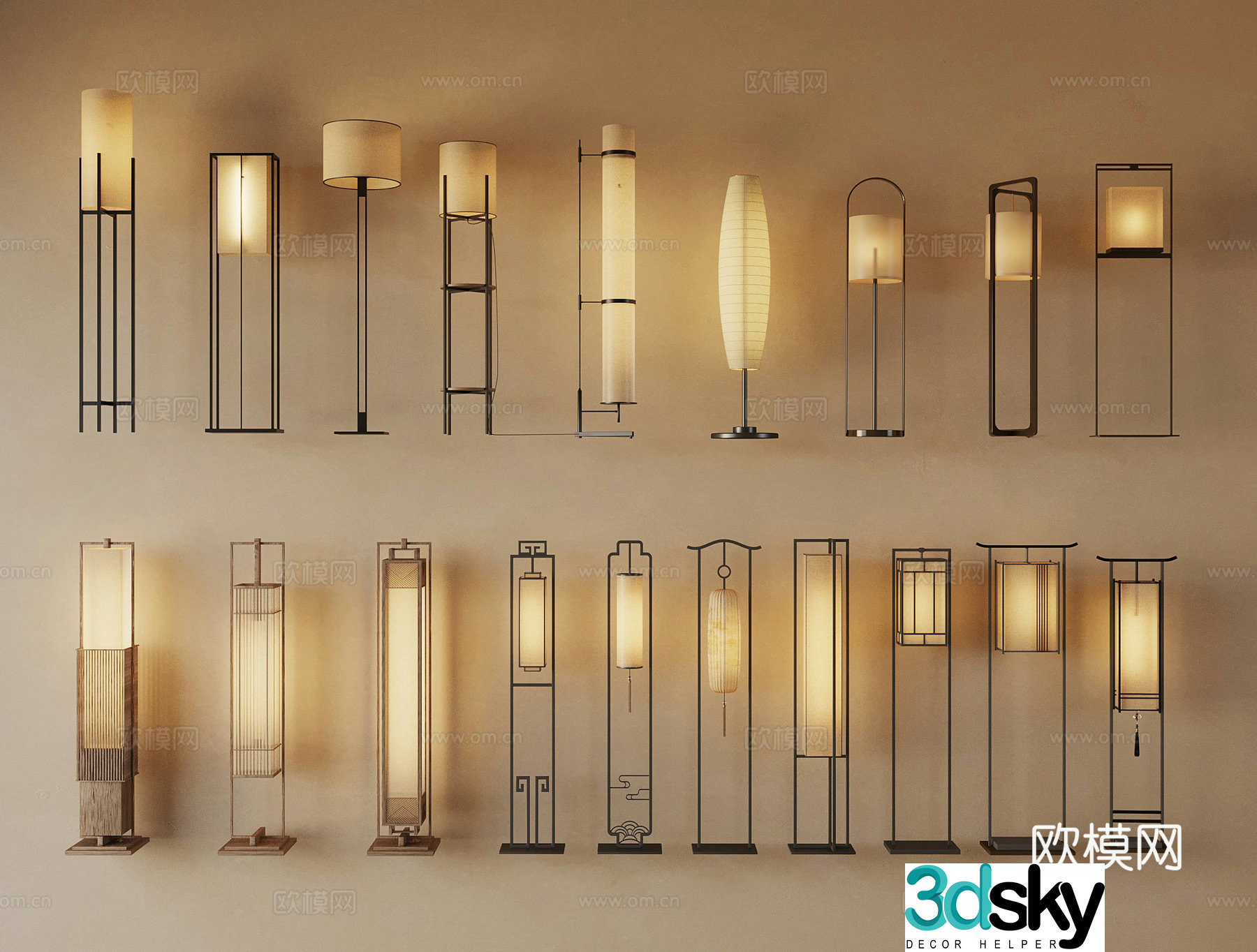11 New Chinese Floor Lamp 3D Model