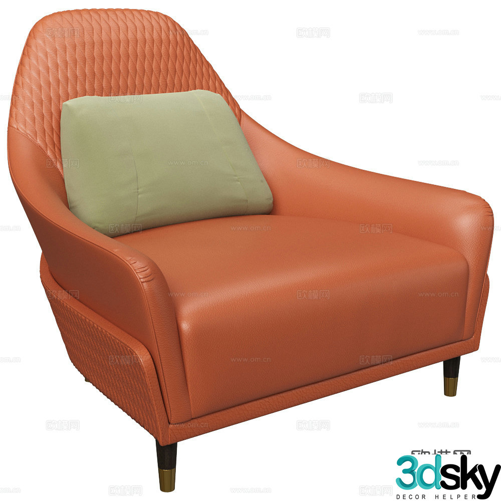 Modern Italian leather sofa chair 3d model