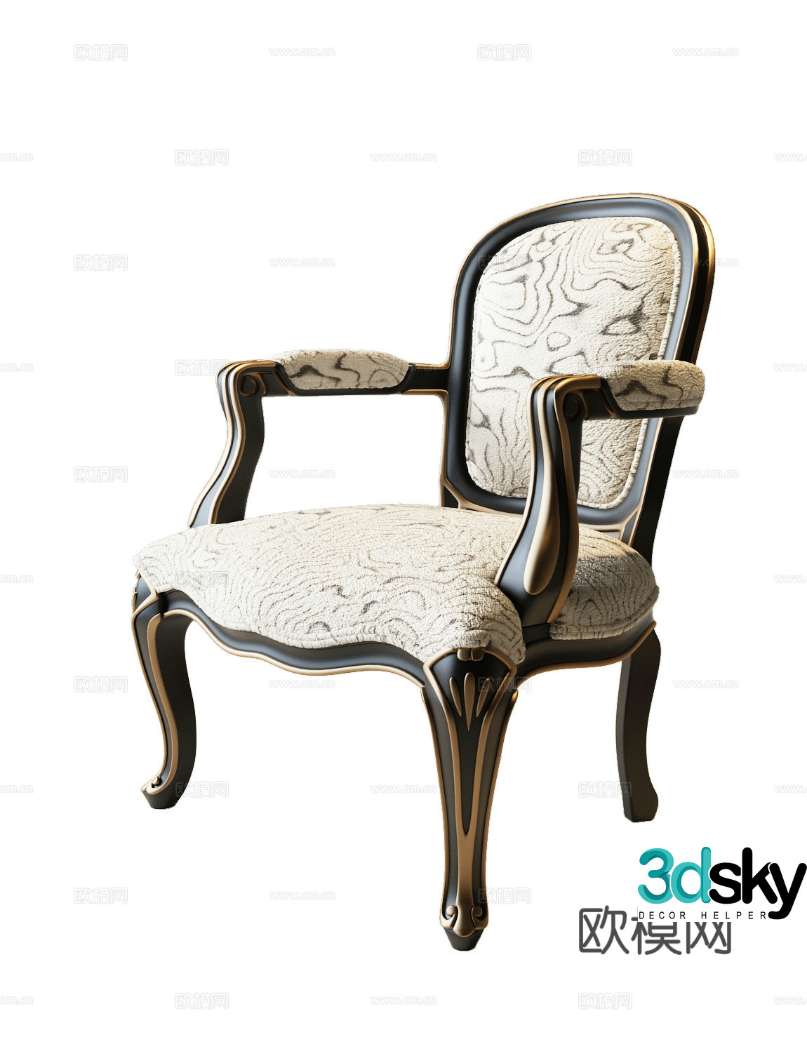 American casual chair French casual chair French classic casual chair European classic casual chair 3D model