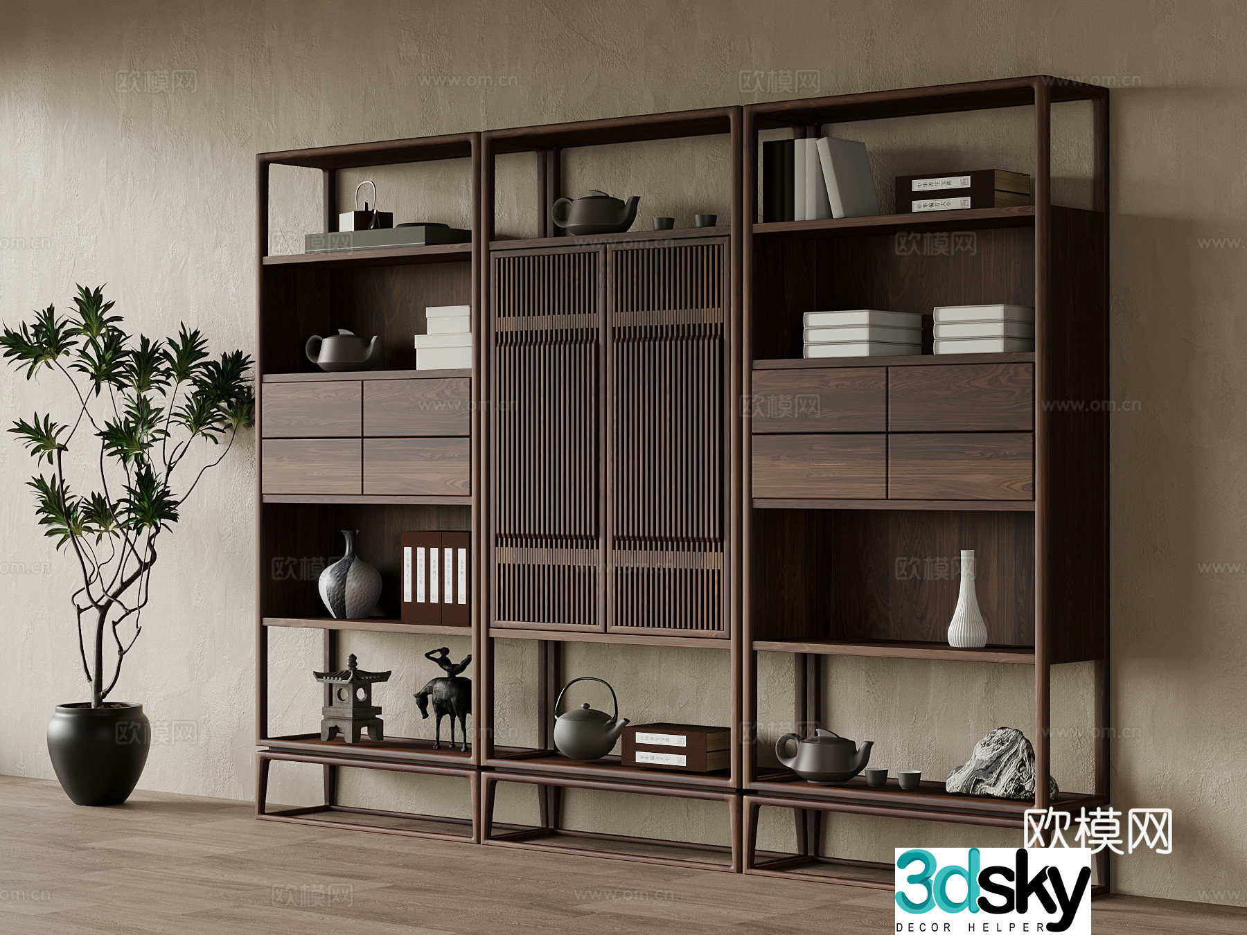 07 Bo Ancient Shelf New Chinese Bo Ancient Shelf Storage Shelf 3D Model