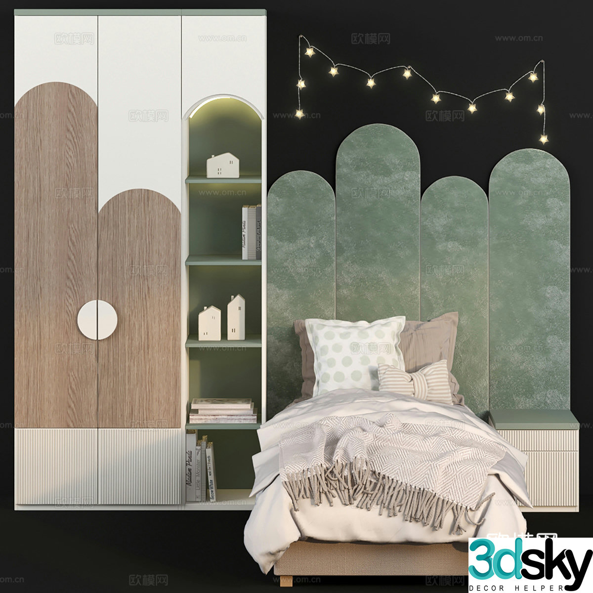 Children’s bed wardrobe 3d model