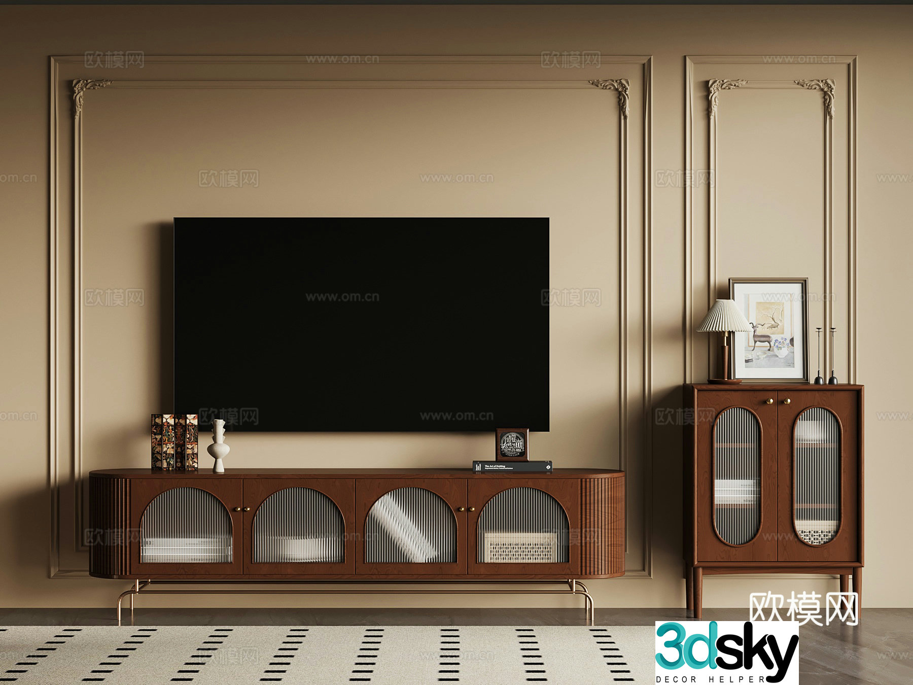 01 TV cabinet French medieval style TV cabinet 3D model