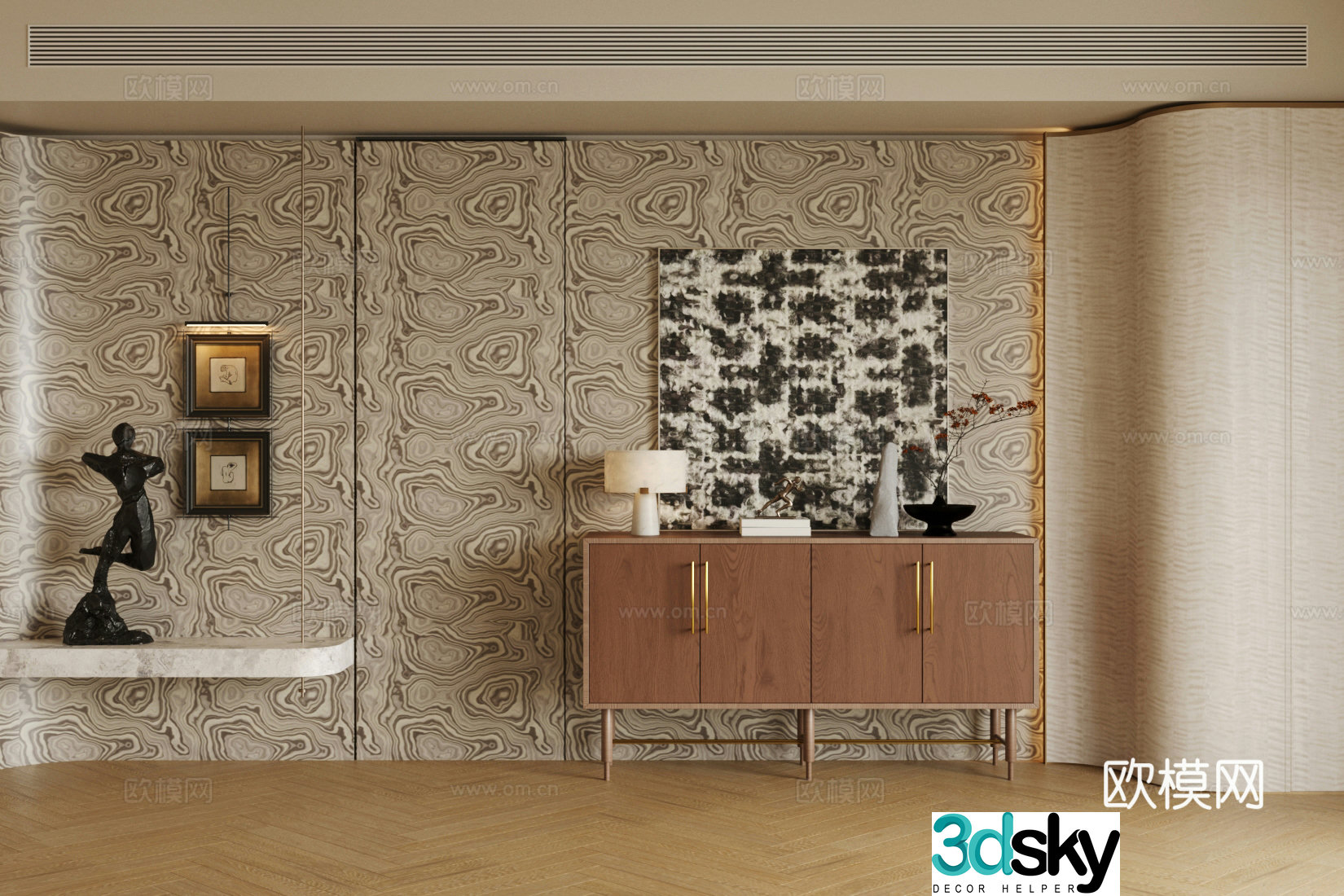 Modern Italian style entrance hall end view terrace entrance hall medieval style decorative entrance hall Haipai style entrance hall cabinet 3D model