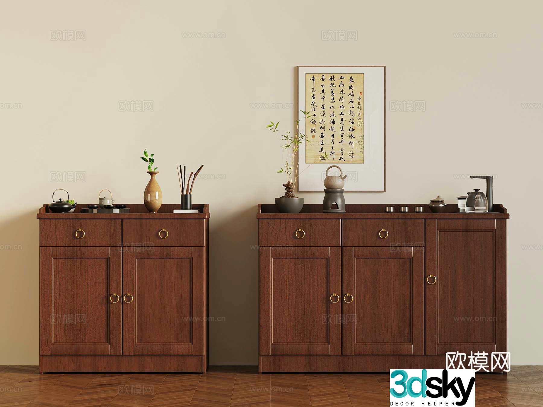 07 New Chinese sideboard Tea cabinet Dining cabinet 3D model