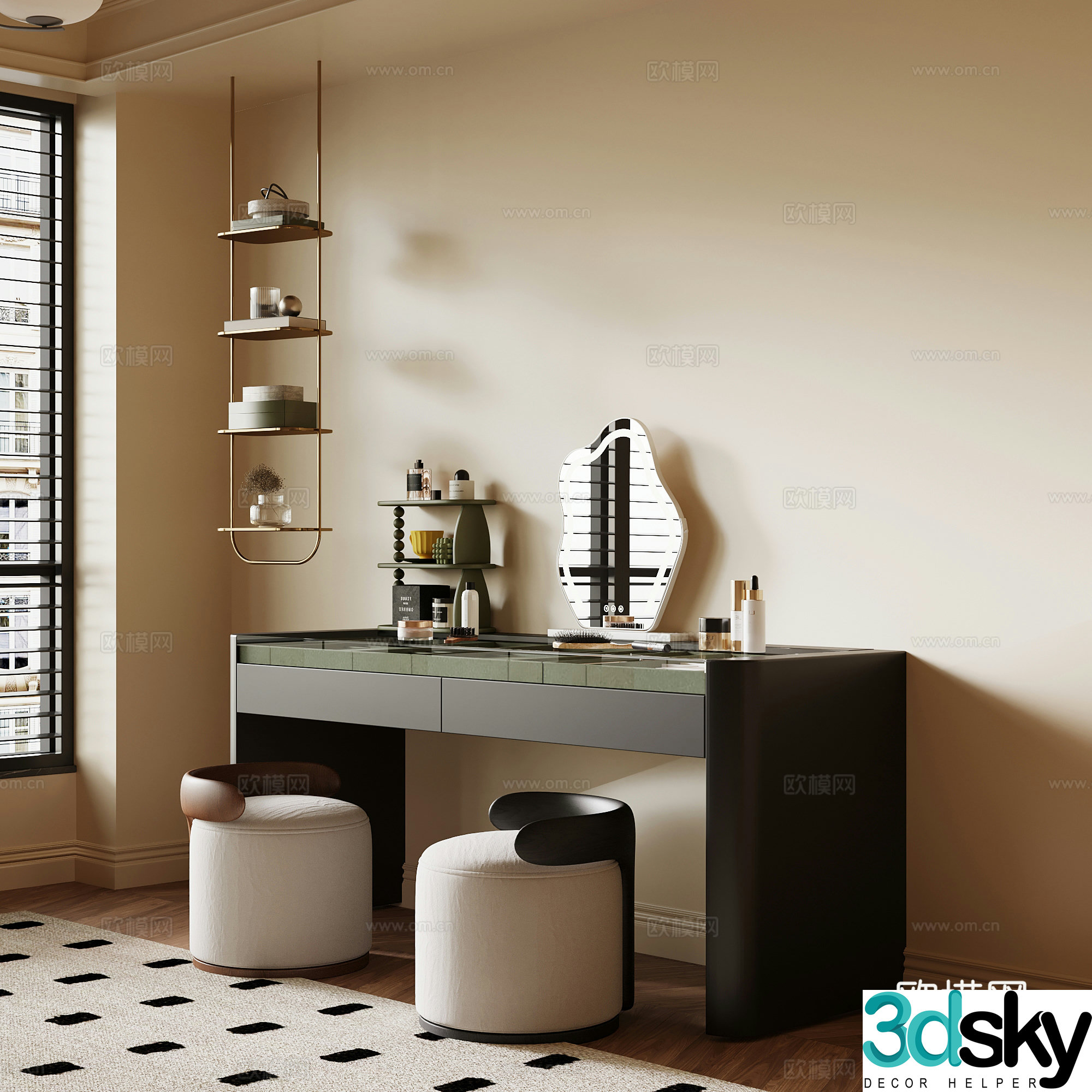 Dressing table French retro dressing table Dressing table 3d model