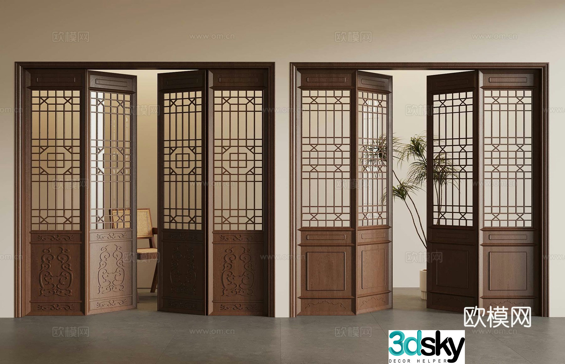 31 new Chinese folding door 3D model