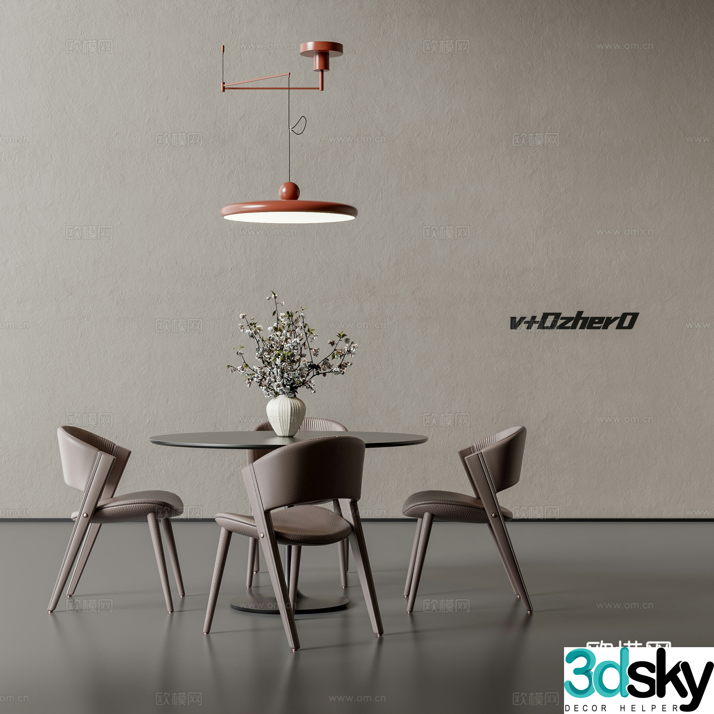 Modern dining table and chair 3d model