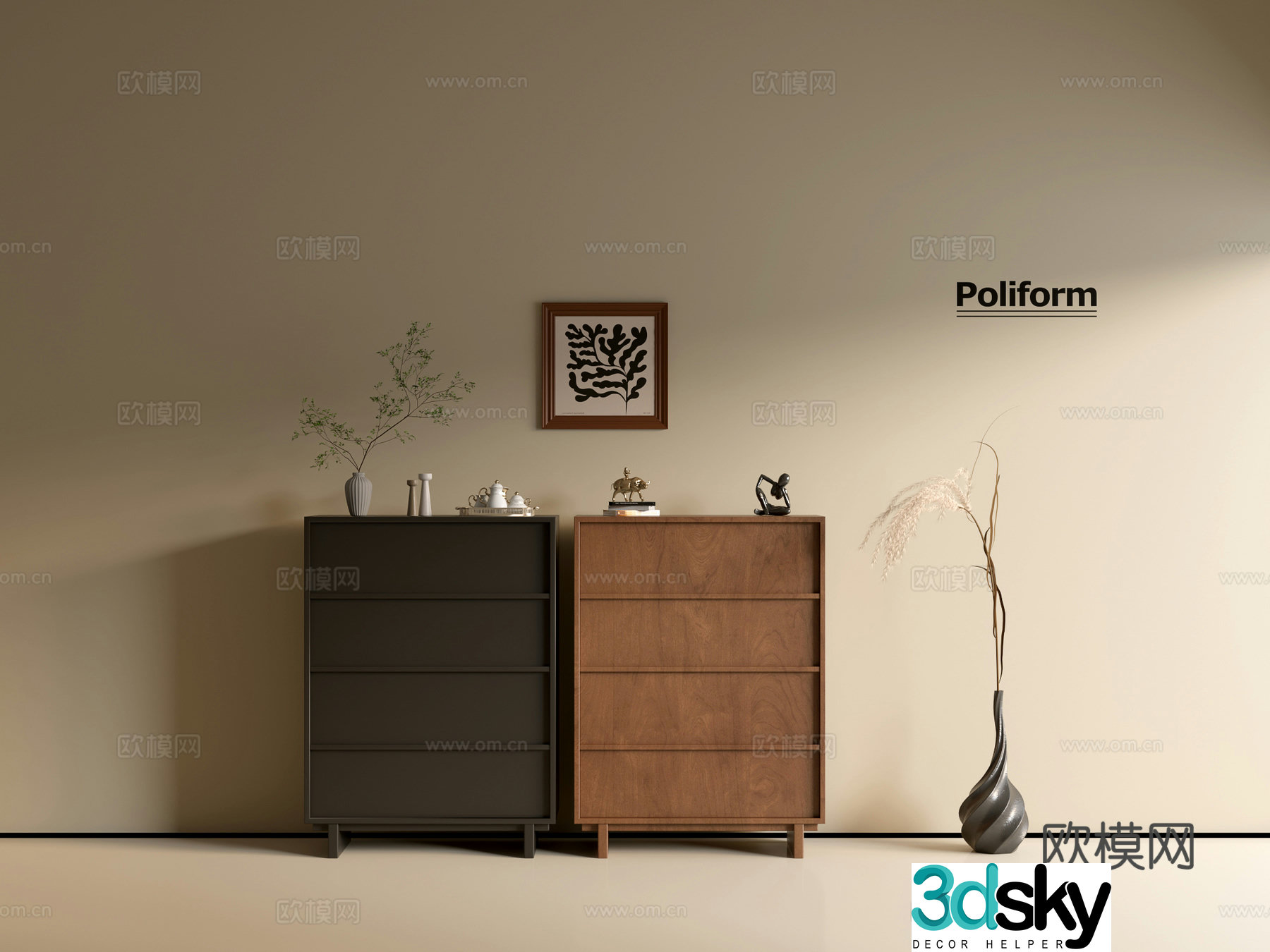 Modern wood grain cabinet ins wind minimalist wind cabinet whole cabinet sideboard balcony cabinet storage 3D model