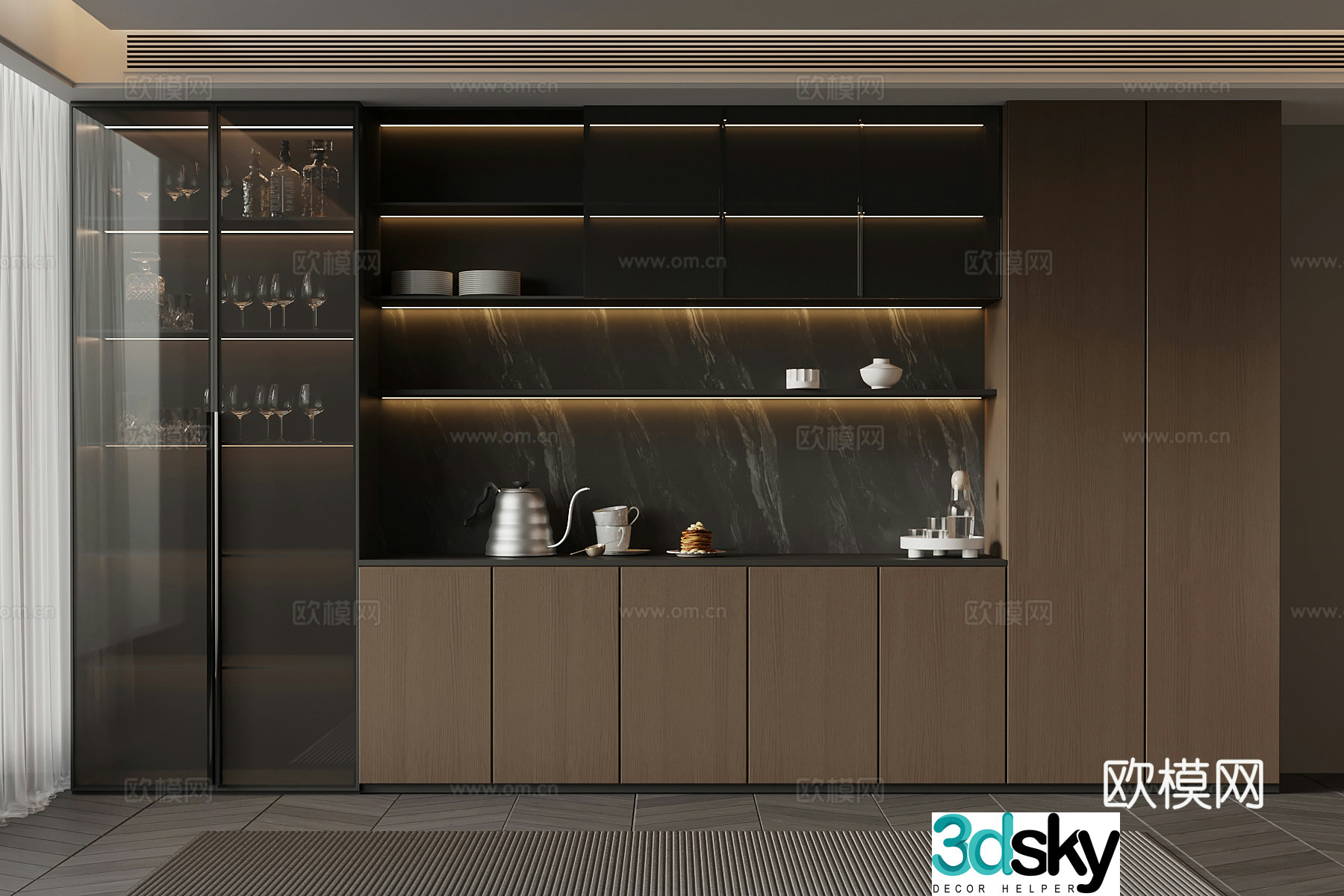 04 Italian sideboard dining cabinet tableware 3D model
